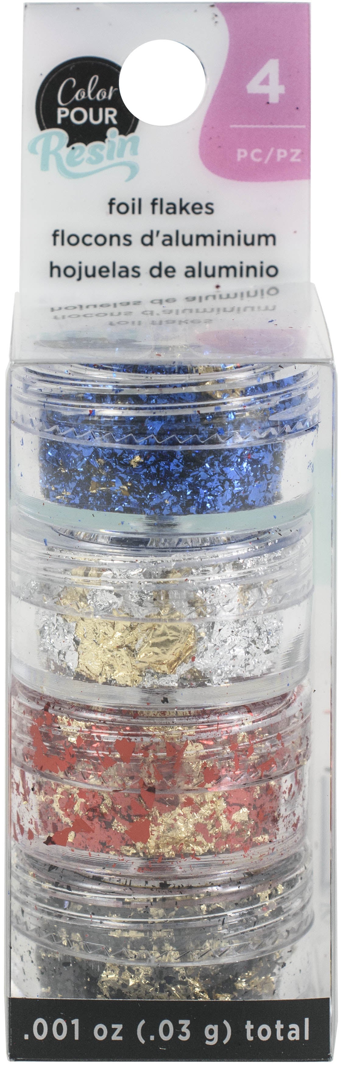 American Crafts Color Pour Resin Mix-Ins 4/Pkg -Reversible Foil Flakes