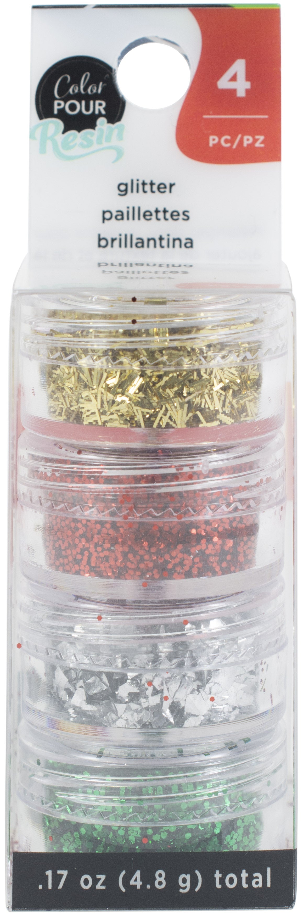 American Crafts Color Pour Mix-Ins 4/Pkg-Holiday Glitter
