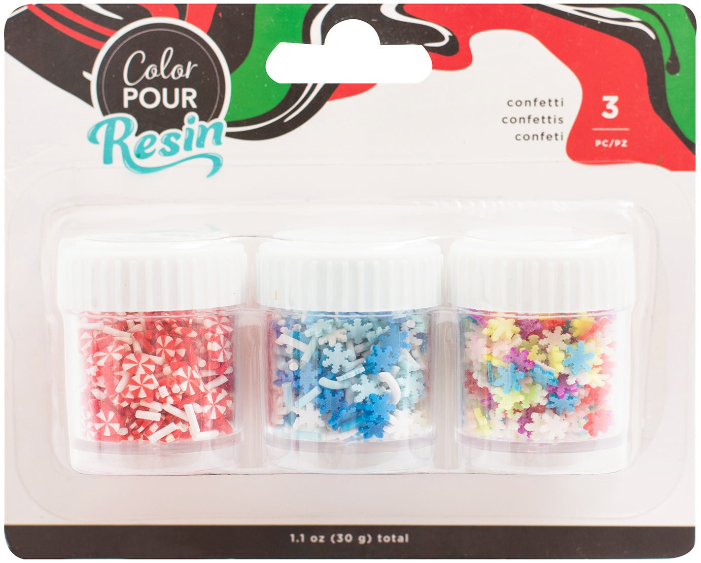 American Crafts Color Pour Mix-Ins 4/Pkg-Holiday Clay Confetti