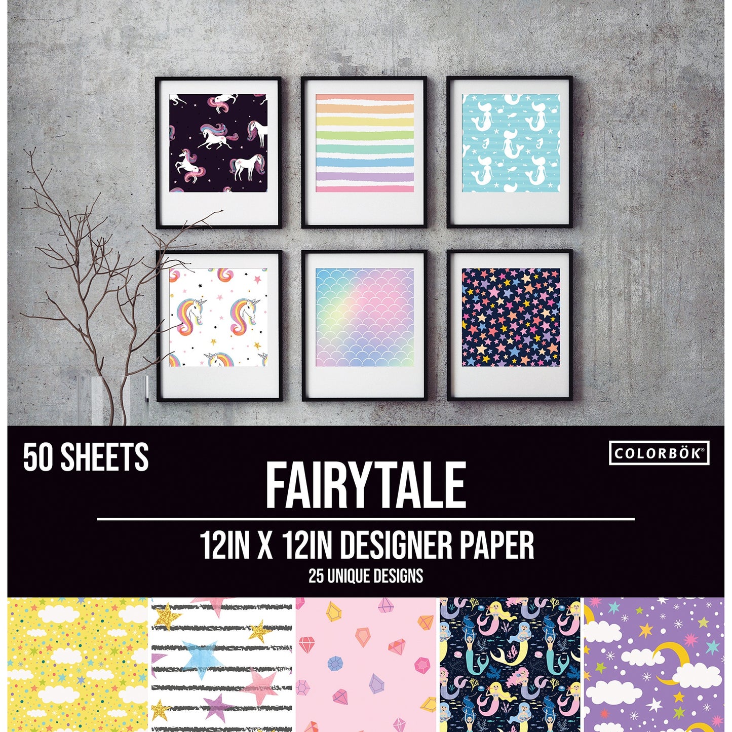 Colorbok 68lb Designer Single-Sided Paper 12"X12" 50/Pkg-Fairy Tale, 25 Designs/2 Each