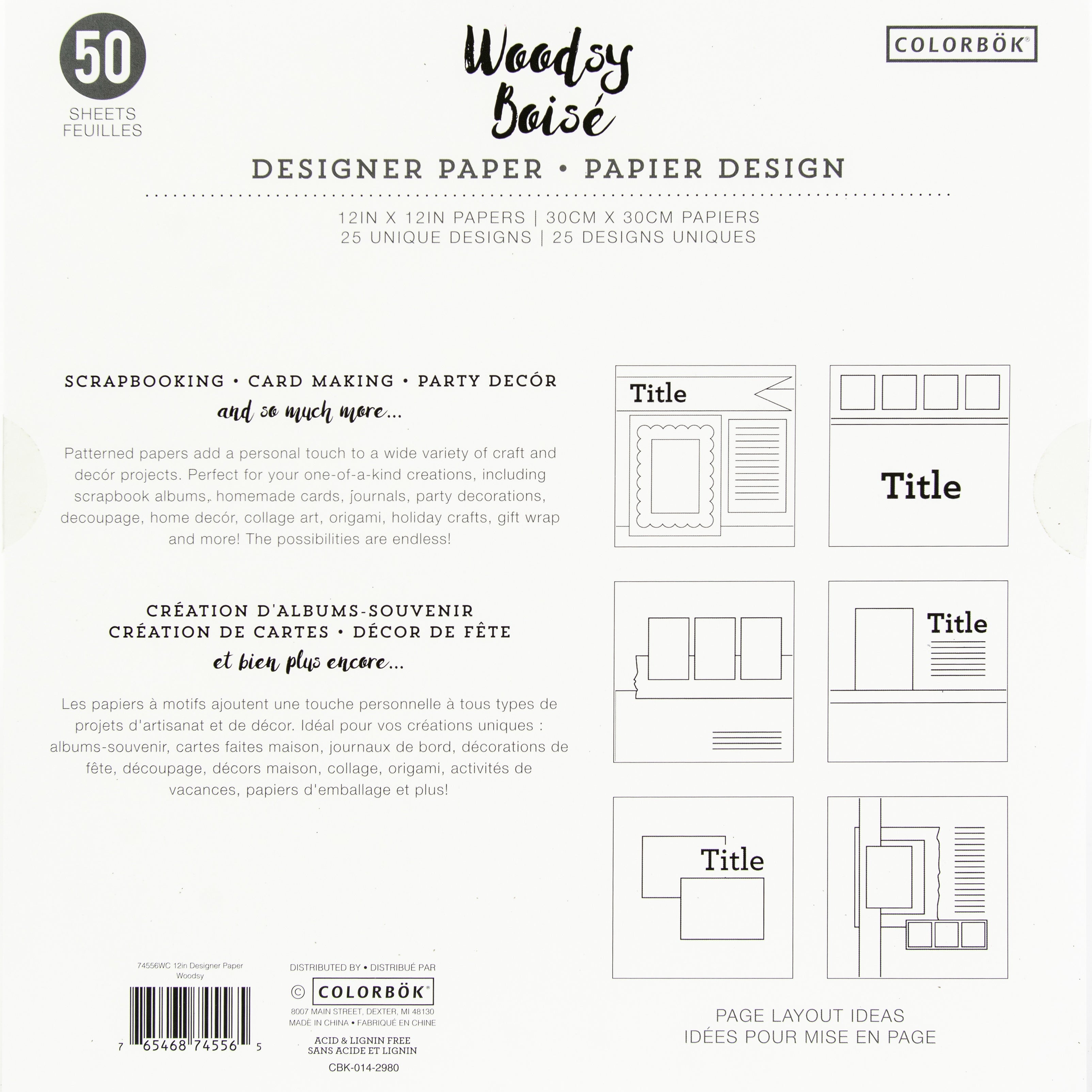 Colorbok Designer Woodsy 12x12" Paper Pack