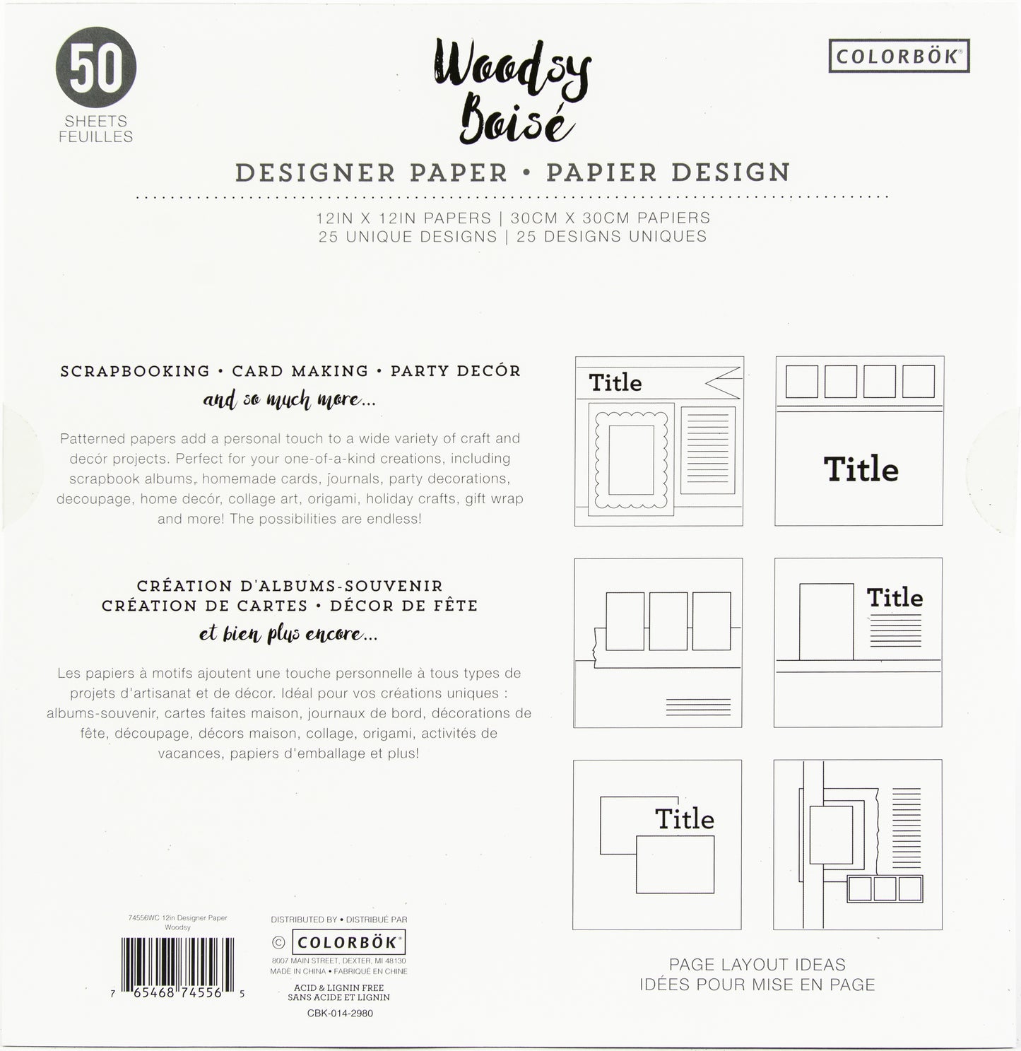 Colorbok 68lb Designer Single-Sided Paper 12"X12" 50/Pkg-Woodsy, 25 Designs/2 Each