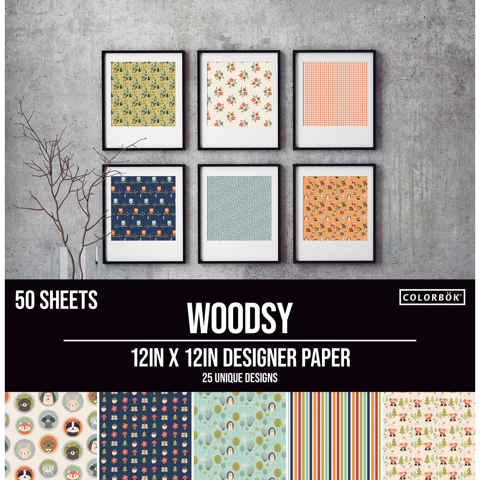 Colorbok Designer Woodsy 12x12" Paper Pack
