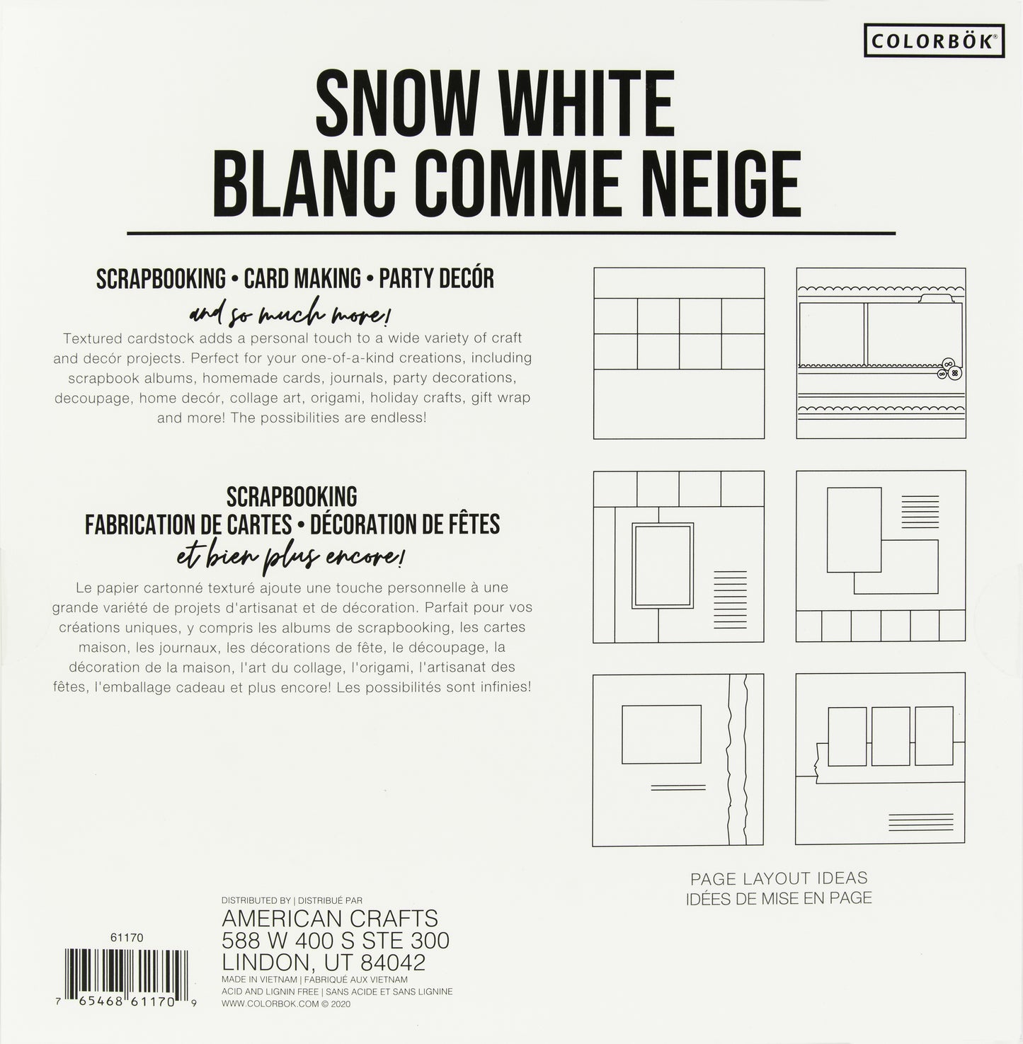 Colorbok Textured Cardstock Pad 12"X12" 40/Pkg-Snow White