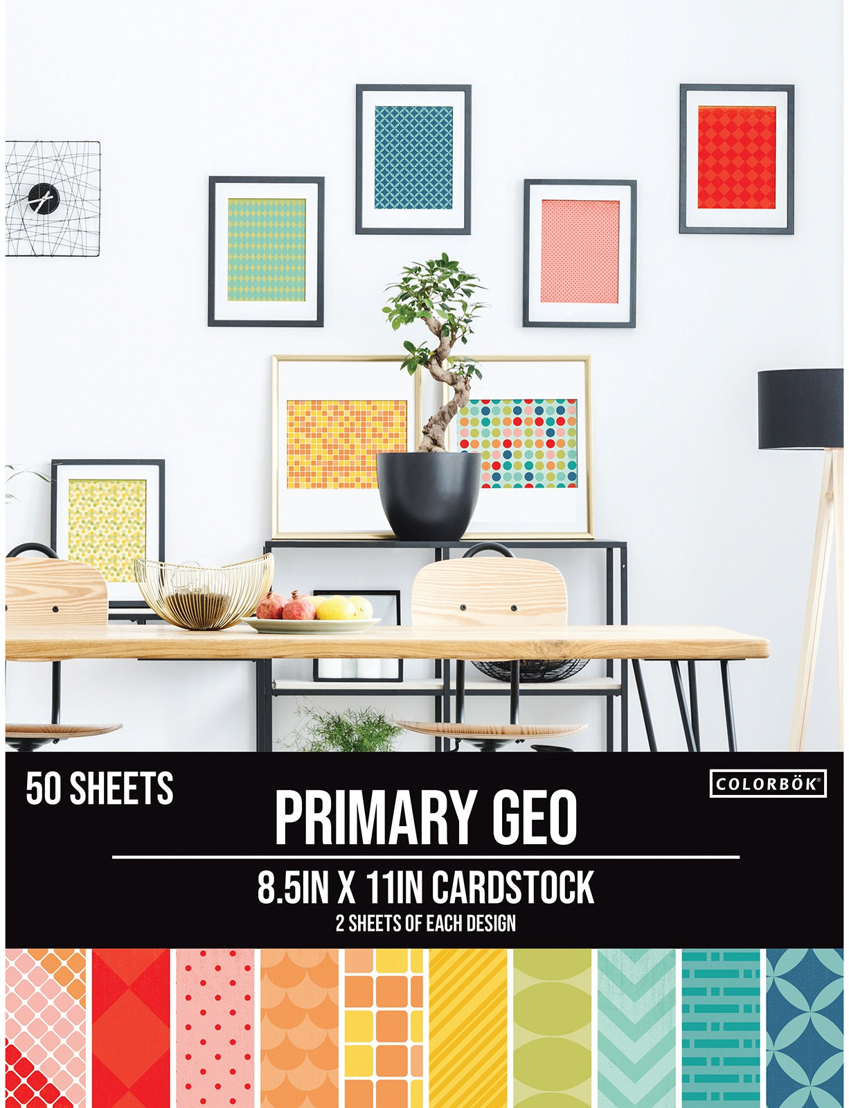 Colorbok Double Sided Cardstock 8.5"X11" 50/Pkg-Primary Geometric