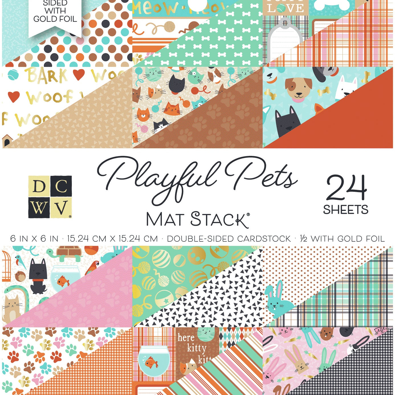 DCWV Specialty Card Stack 6x6" - Playful Pets