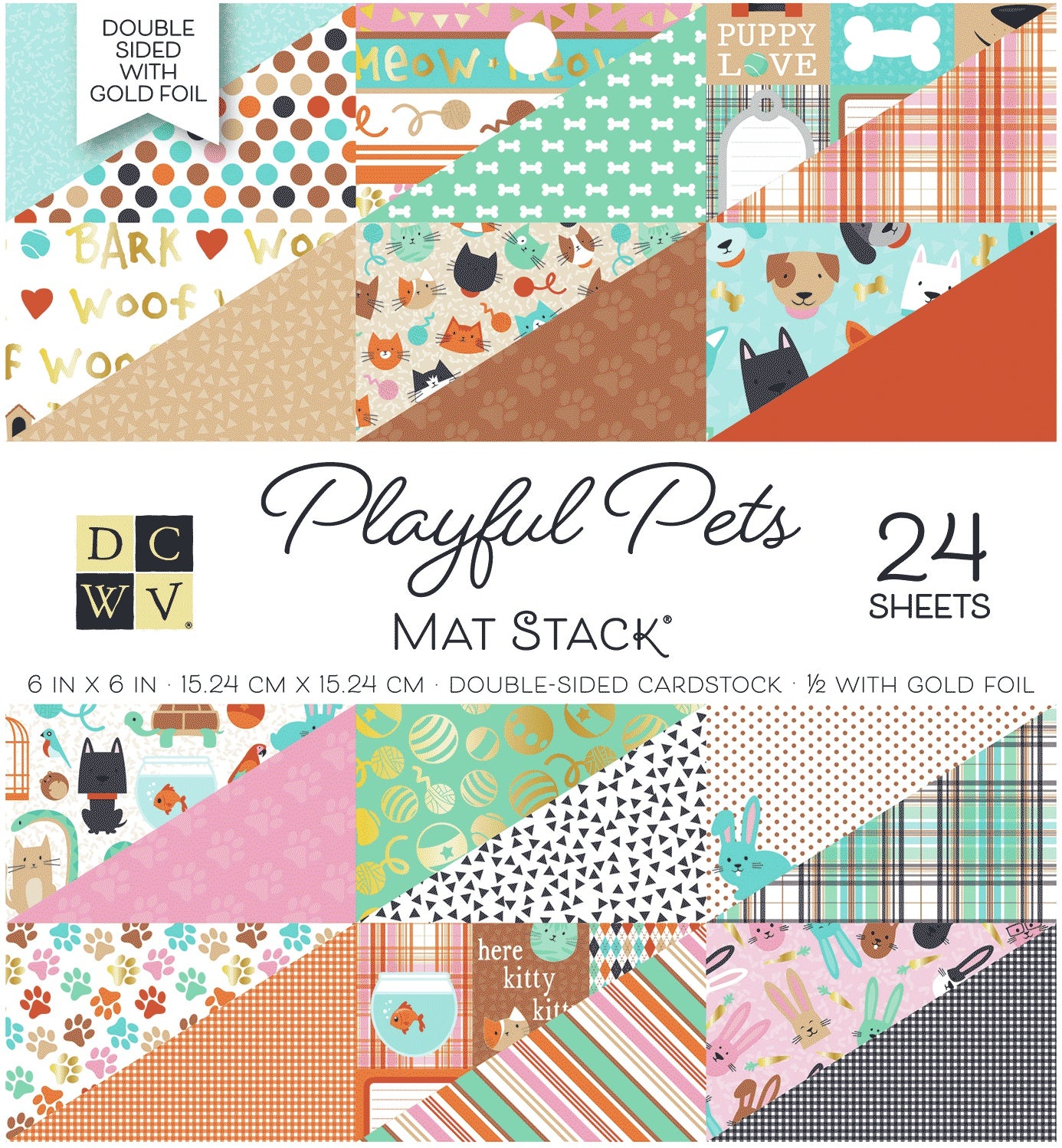 DCWV Specialty Card Stack 6x6" - Playful Pets