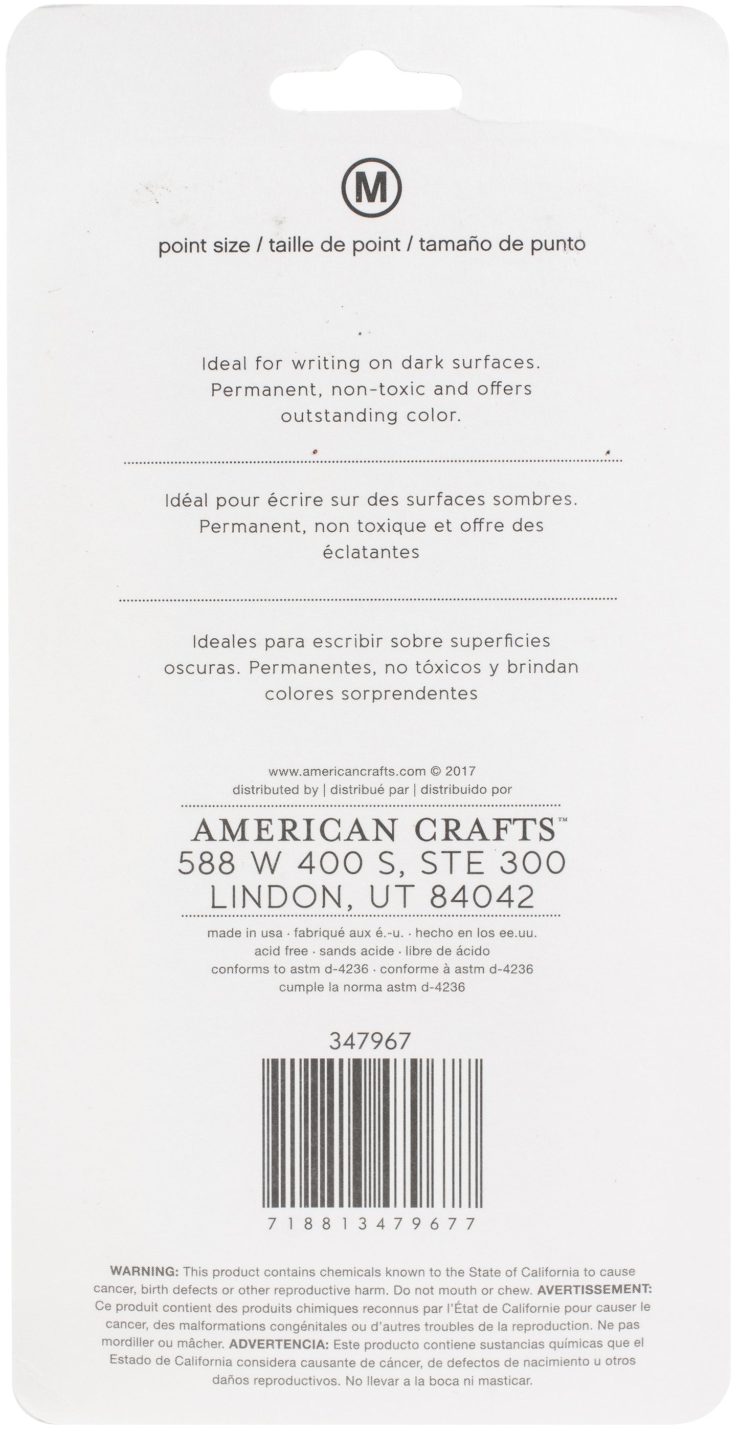American Crafts Permanent Chalk Markers 5/Pkg-Metallics