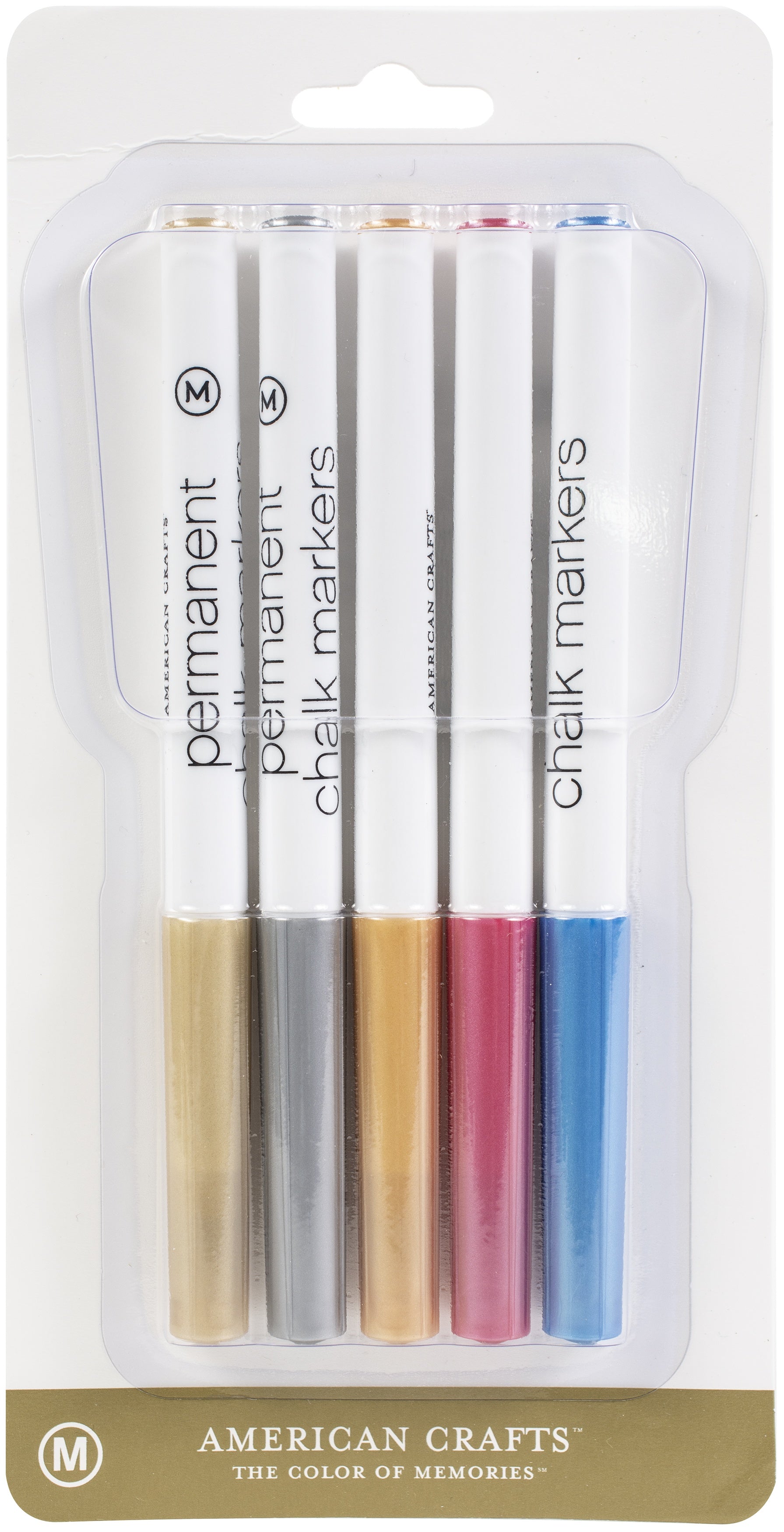 American Crafts Permanent Chalk Markers 5/Pkg-Metallics