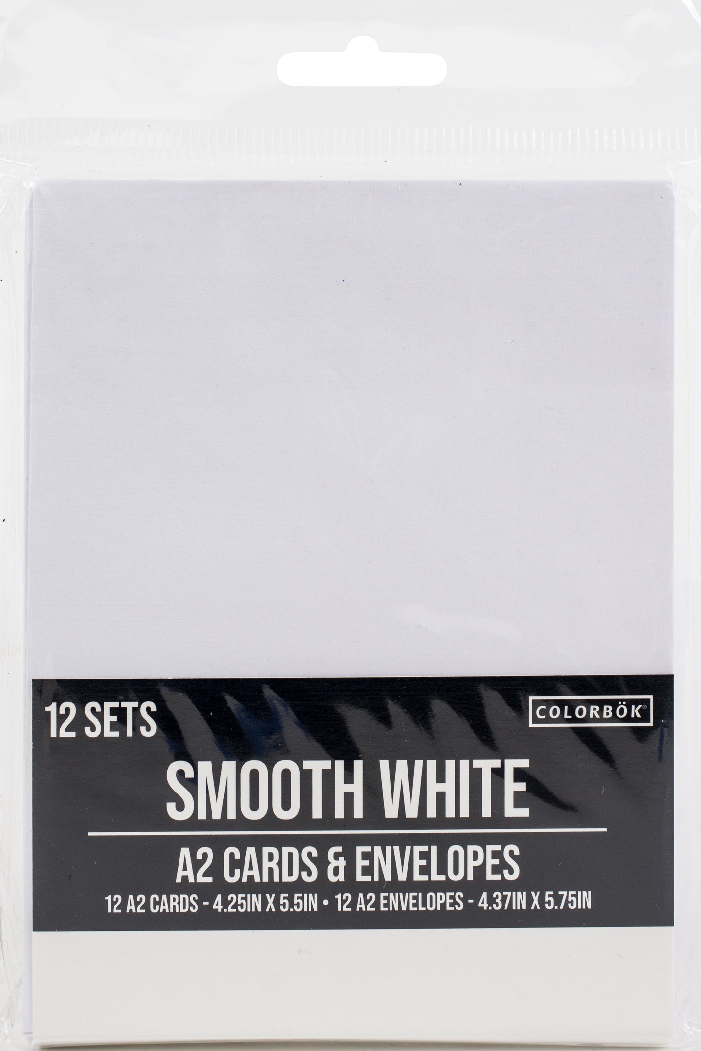 Colorbok A2 Cards W/Envelopes (4.375"X5.75") 12/Pkg-Smooth White