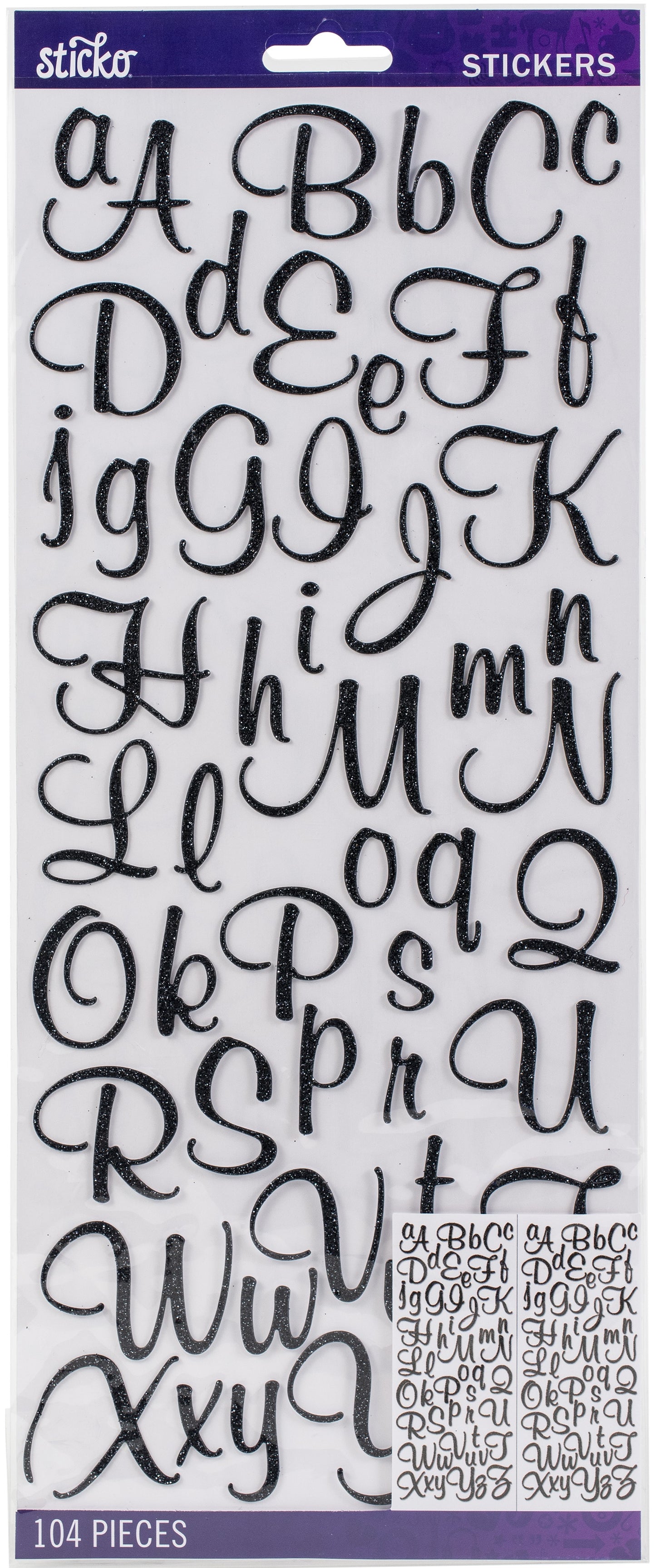 Sticko Alphabet Stickers-Black Distressed Octavian Small - 015586816198
