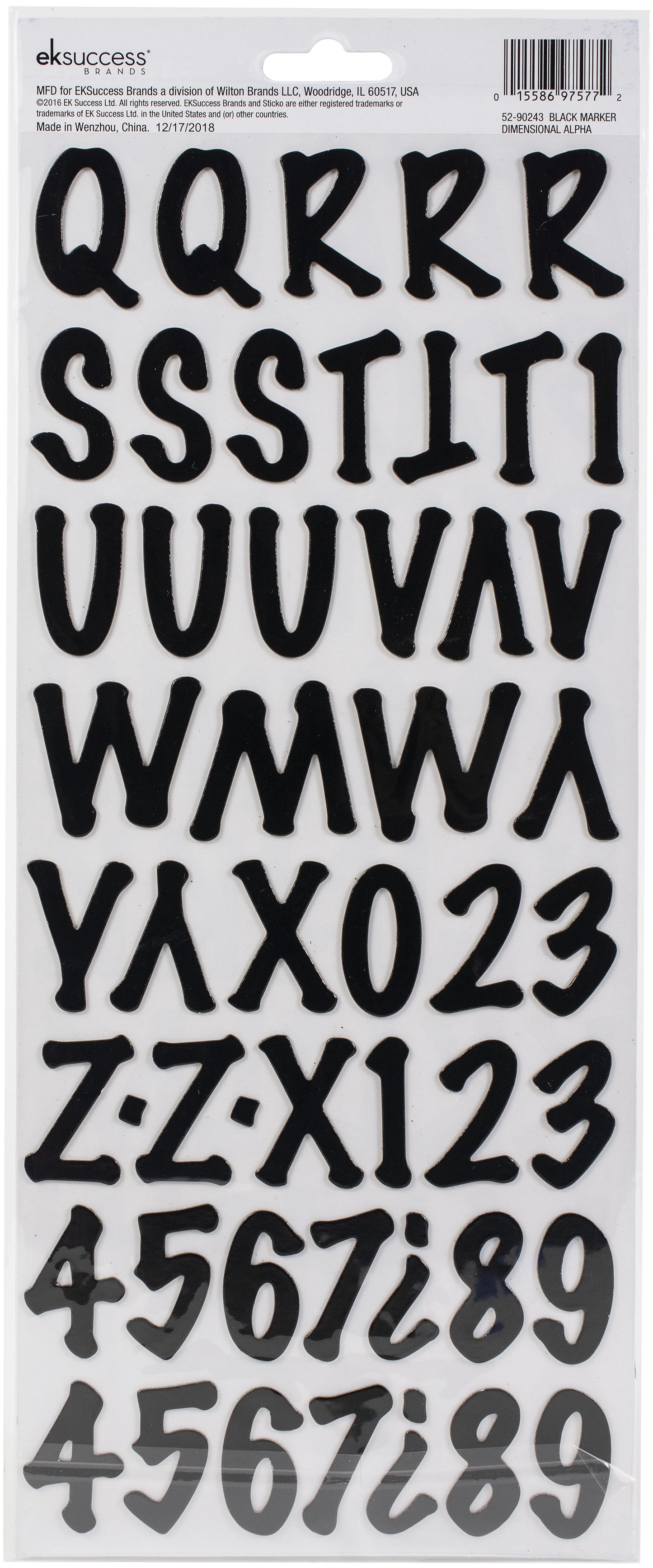 Sticko Alphabet Stickers 101/Pkg-Marker - Black