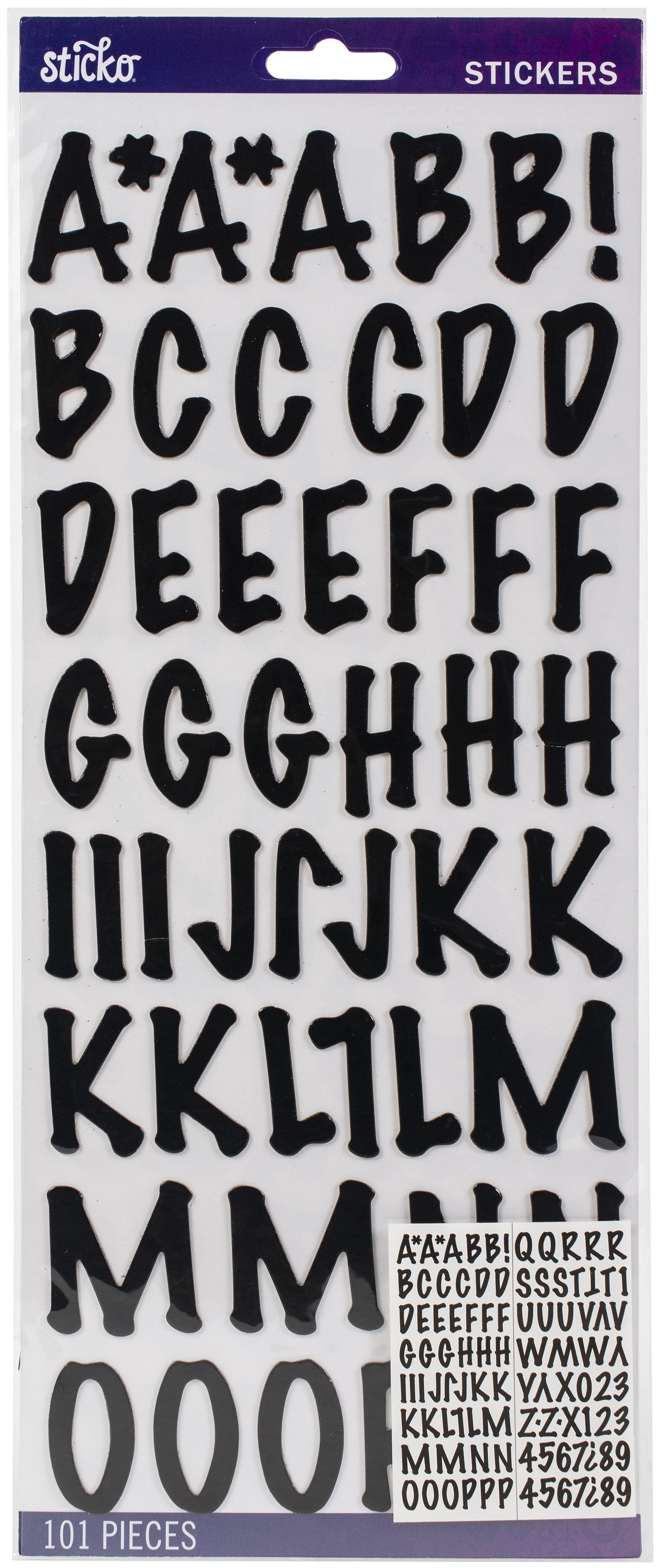 Sticko Alphabet Stickers 101/Pkg-Marker - Black