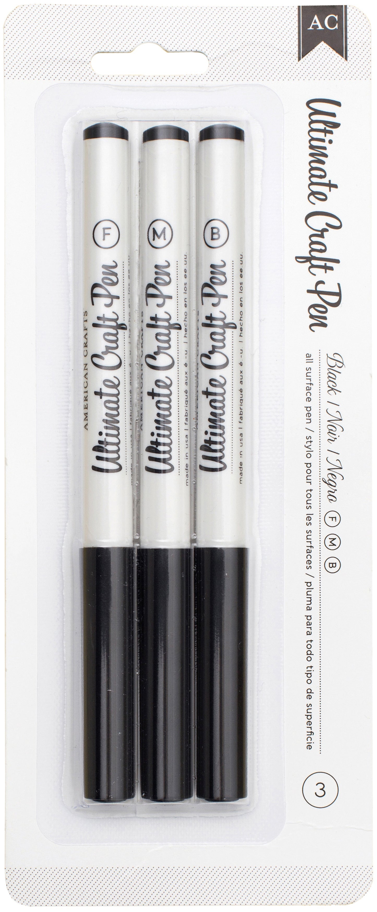 Ultimate Craft Pen Fine, Medium & Broad Tip 3/Pkg-Black