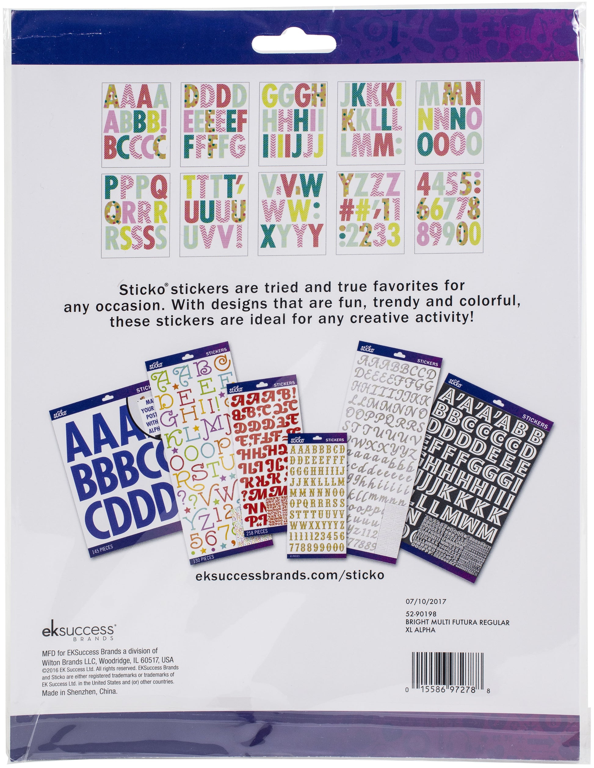 Sticko Alphabet Stickers 121/Pkg Script - Extra Large - White