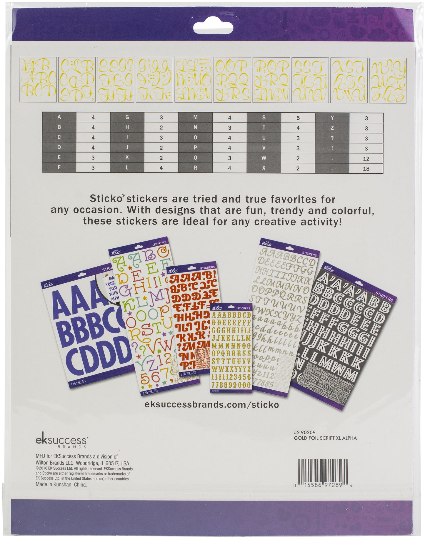 Sticko Alphabet Stickers 121/Pkg-Script - Extra Large - Gold Foil