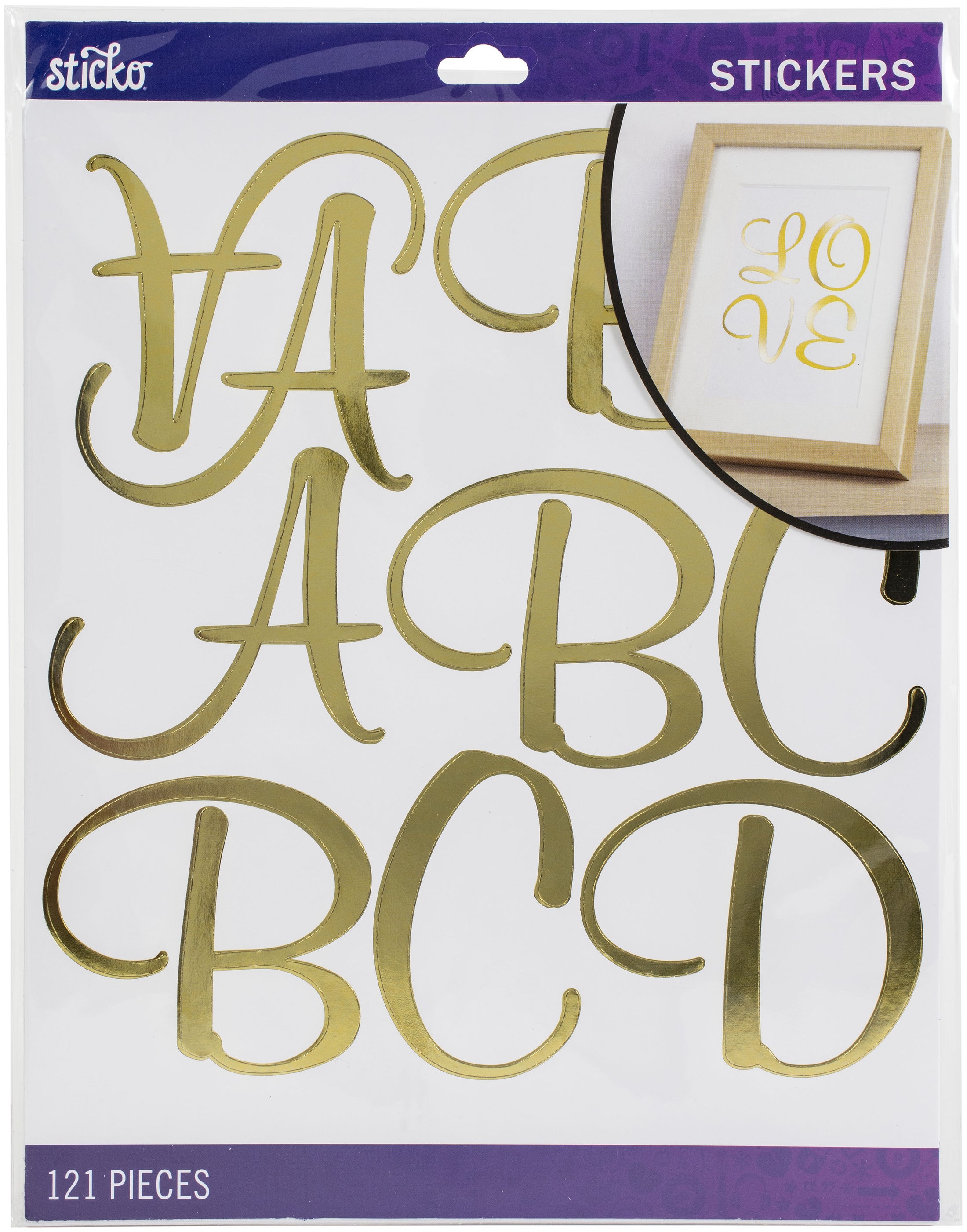 Sticko Alphabet Stickers 121/Pkg-Script - Extra Large - Gold Foil