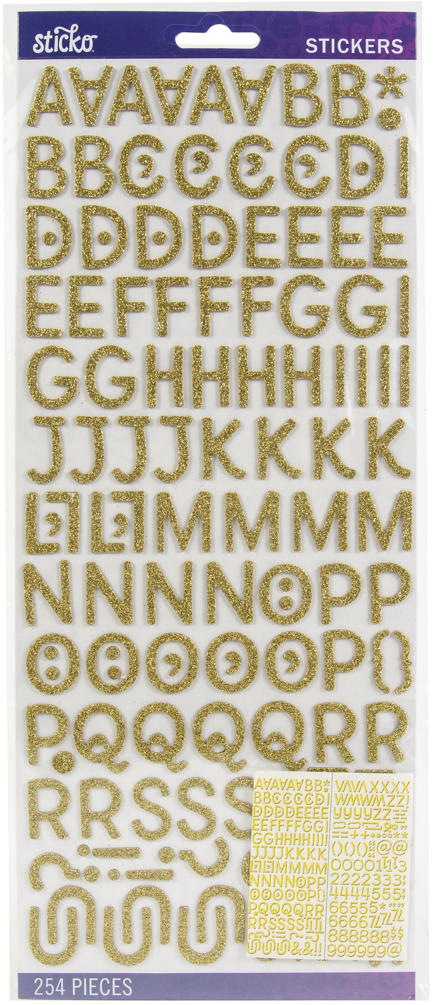 Sticko Alphabet Stickers 254/Pkg-Gold Glitter