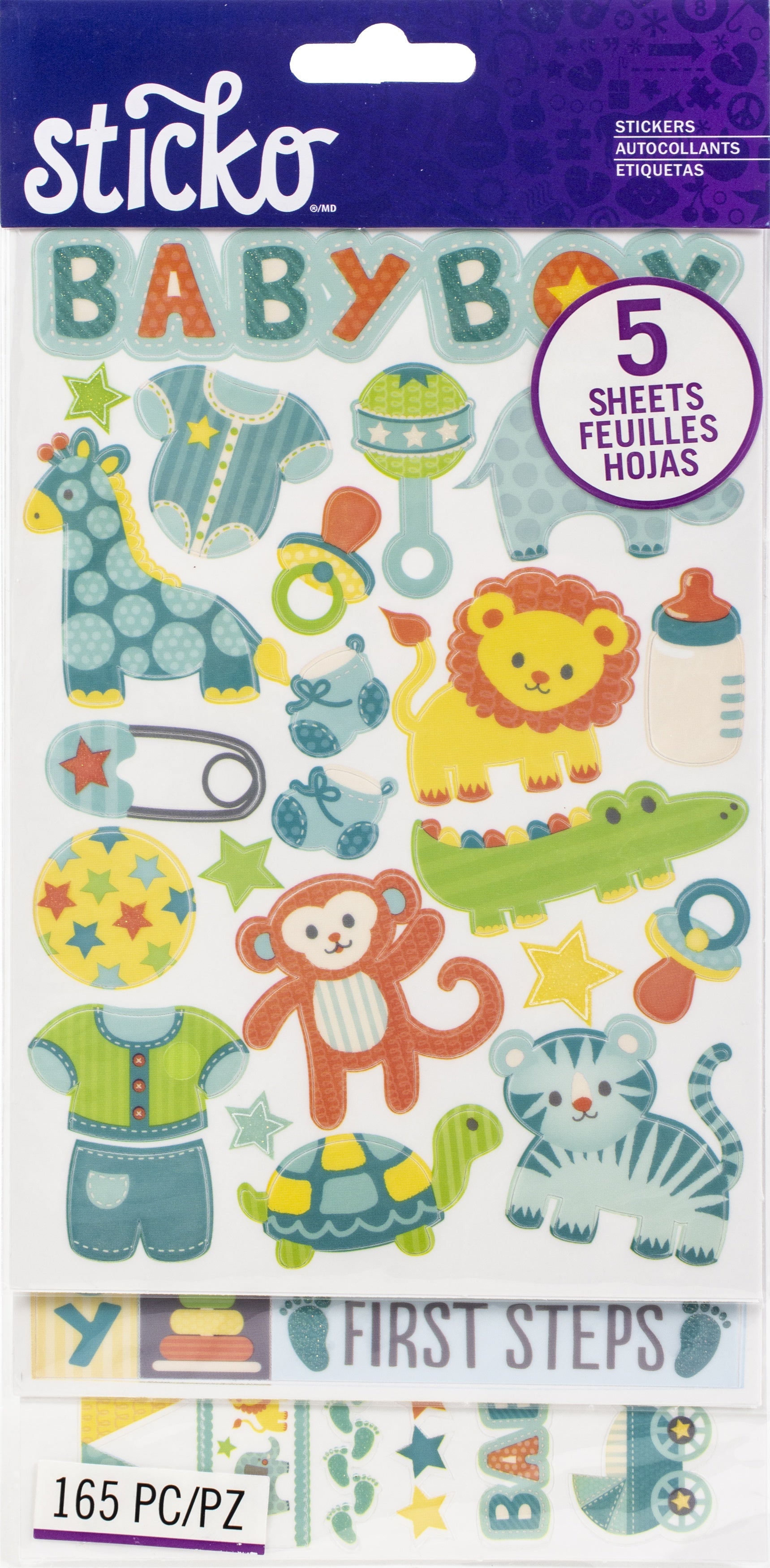 Sticko Themed Flip Pack Stickers 165/Pkg-Baby Boy