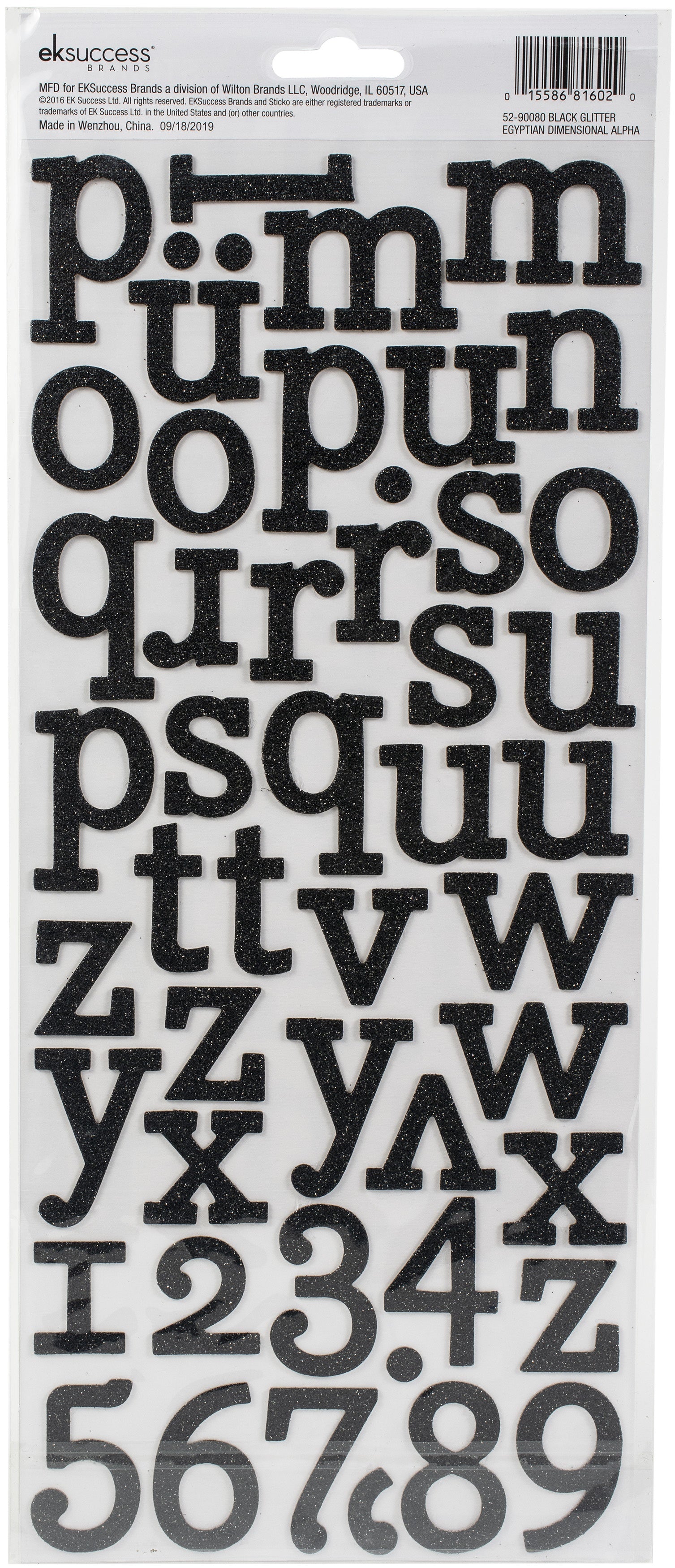 Sticko Alphabet Stickers 97/Pkg-Script - Black Glitter