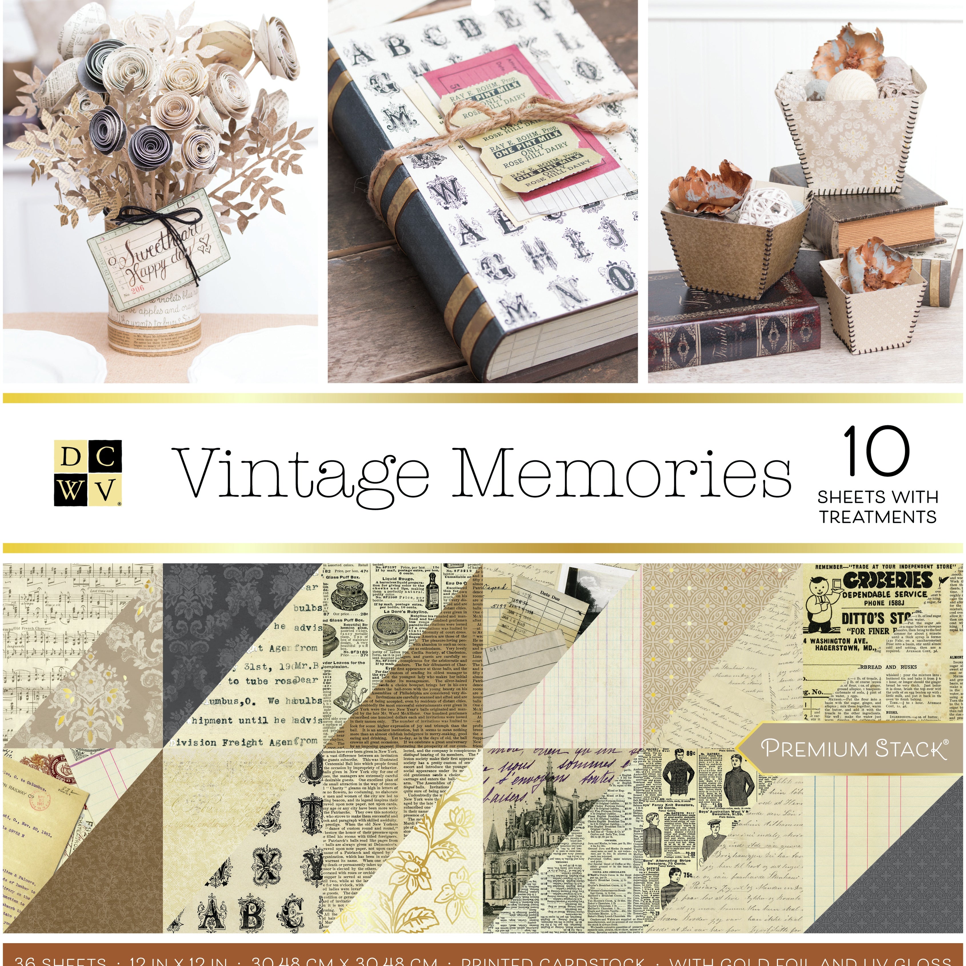 DCWV Double-Sided 12x12" Cardstock Stack - Vintage Memories