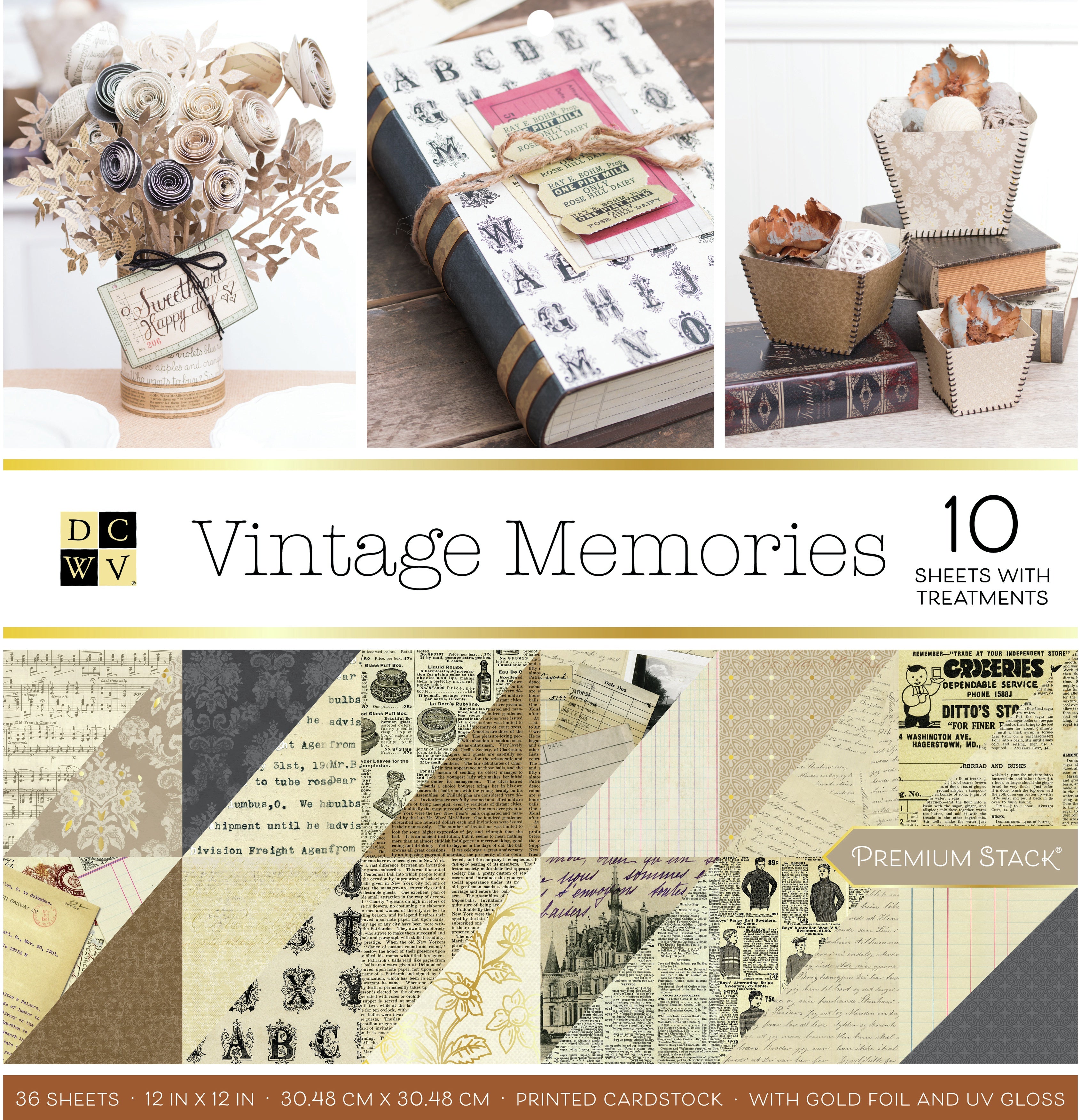 DCWV Double-Sided 12x12" Cardstock Stack - Vintage Memories