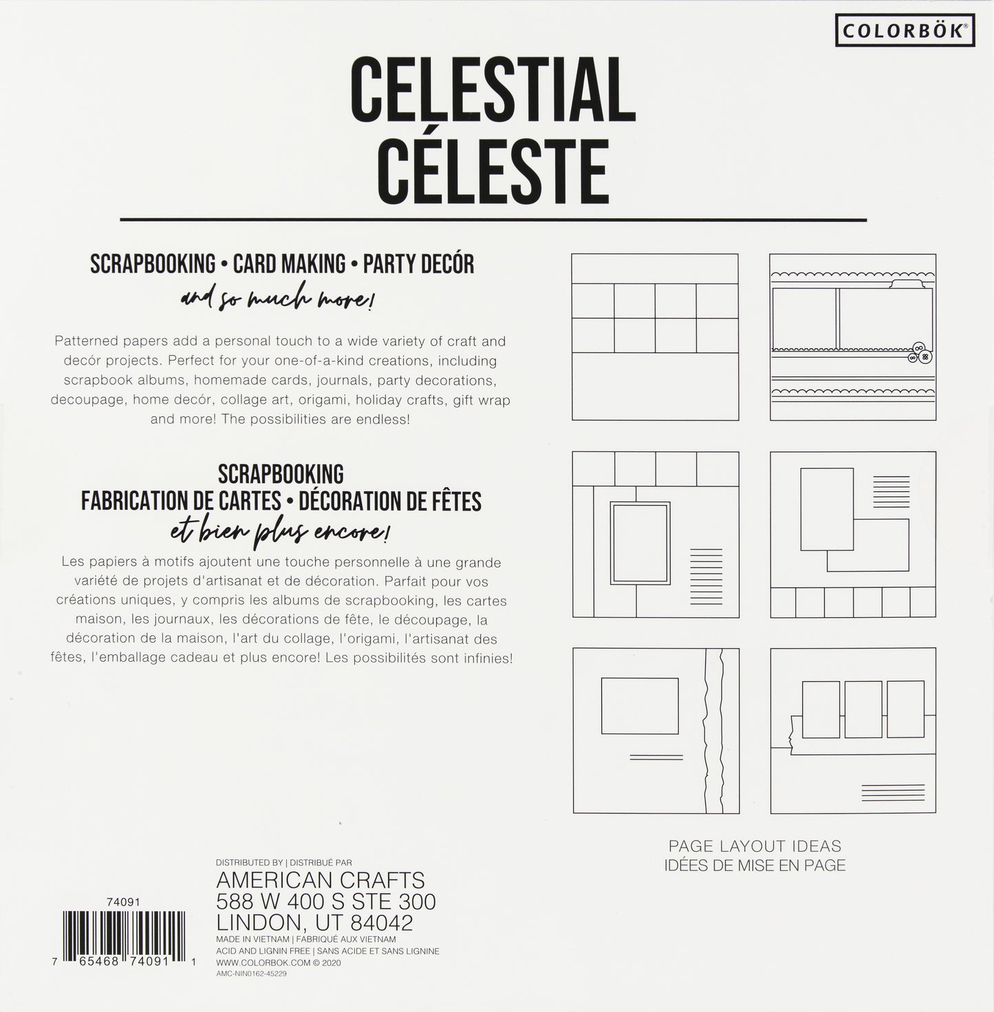 Colorbok Designer Paper 12"X12"-Celestial