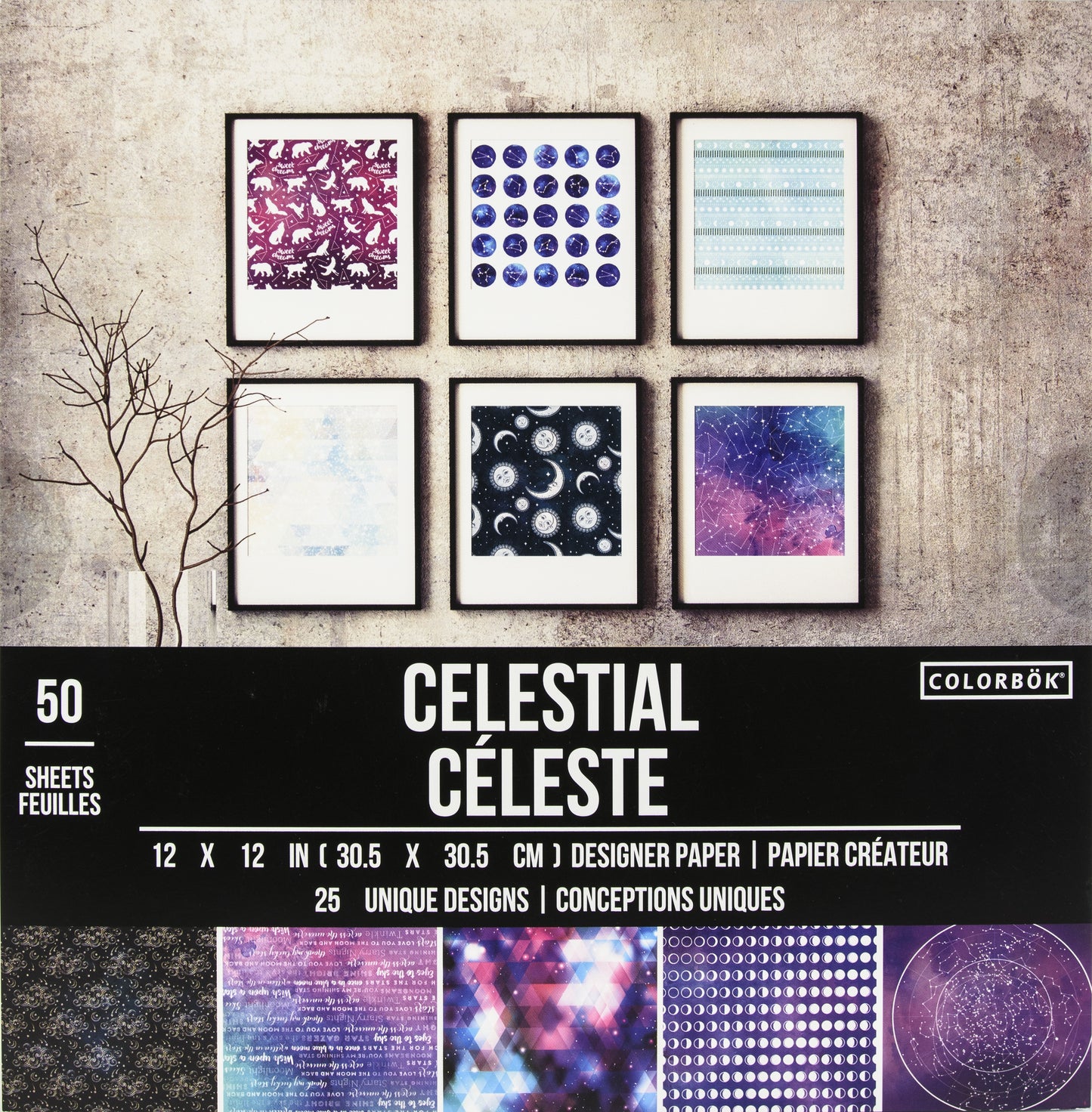 Colorbok Designer Paper 12"X12"-Celestial