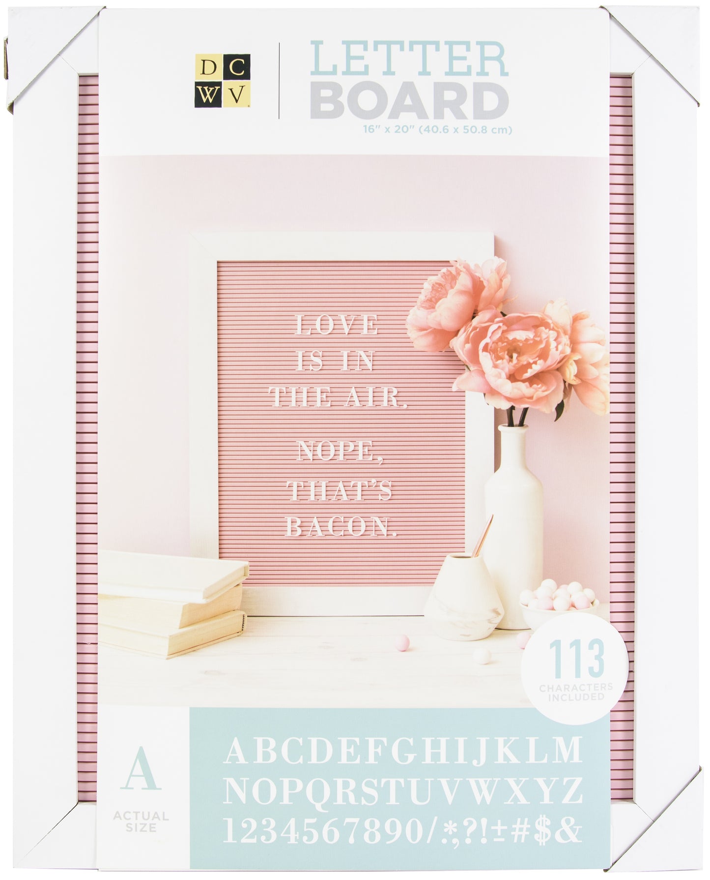 DCWV Framed Letterboard 16"x20" With Letters 113/Pkg-Pink/White