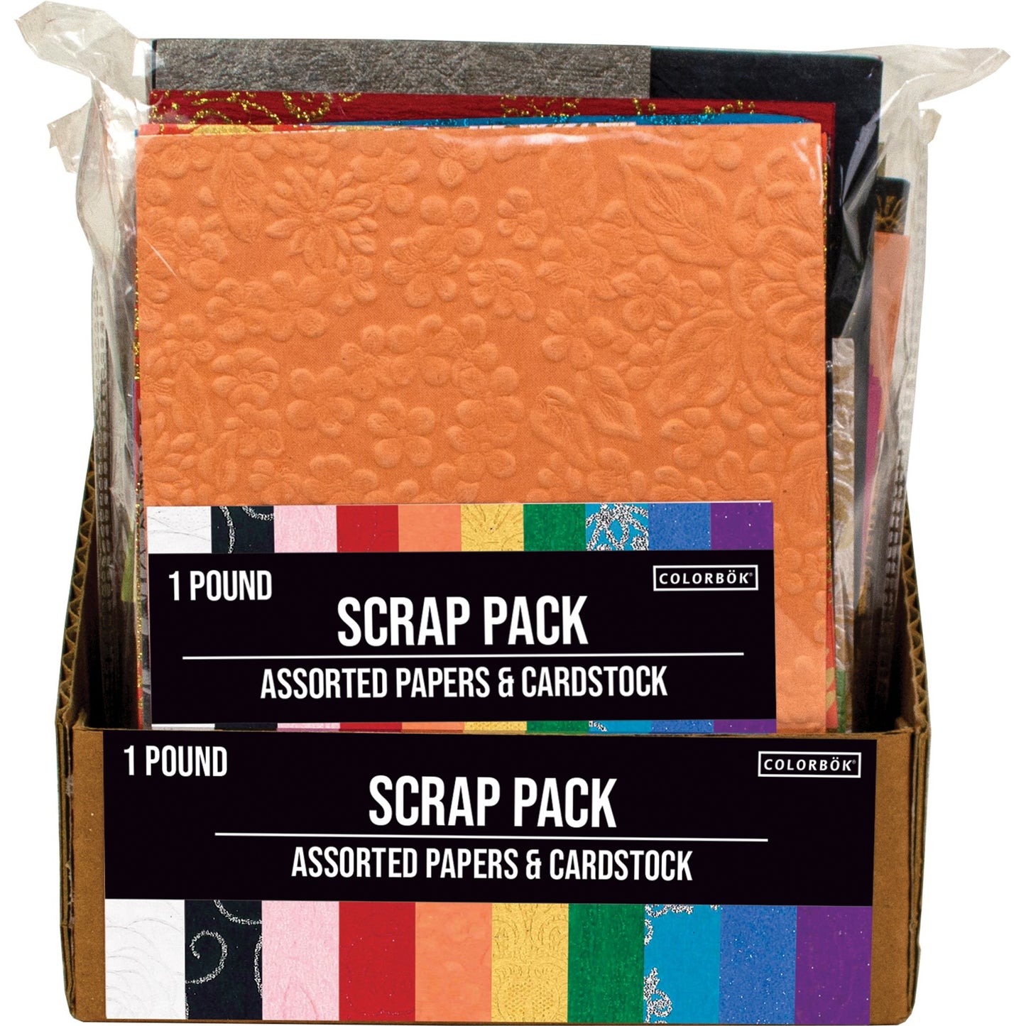 Box of Scrap Paper Brightly Colored Card Stock Scrapbook