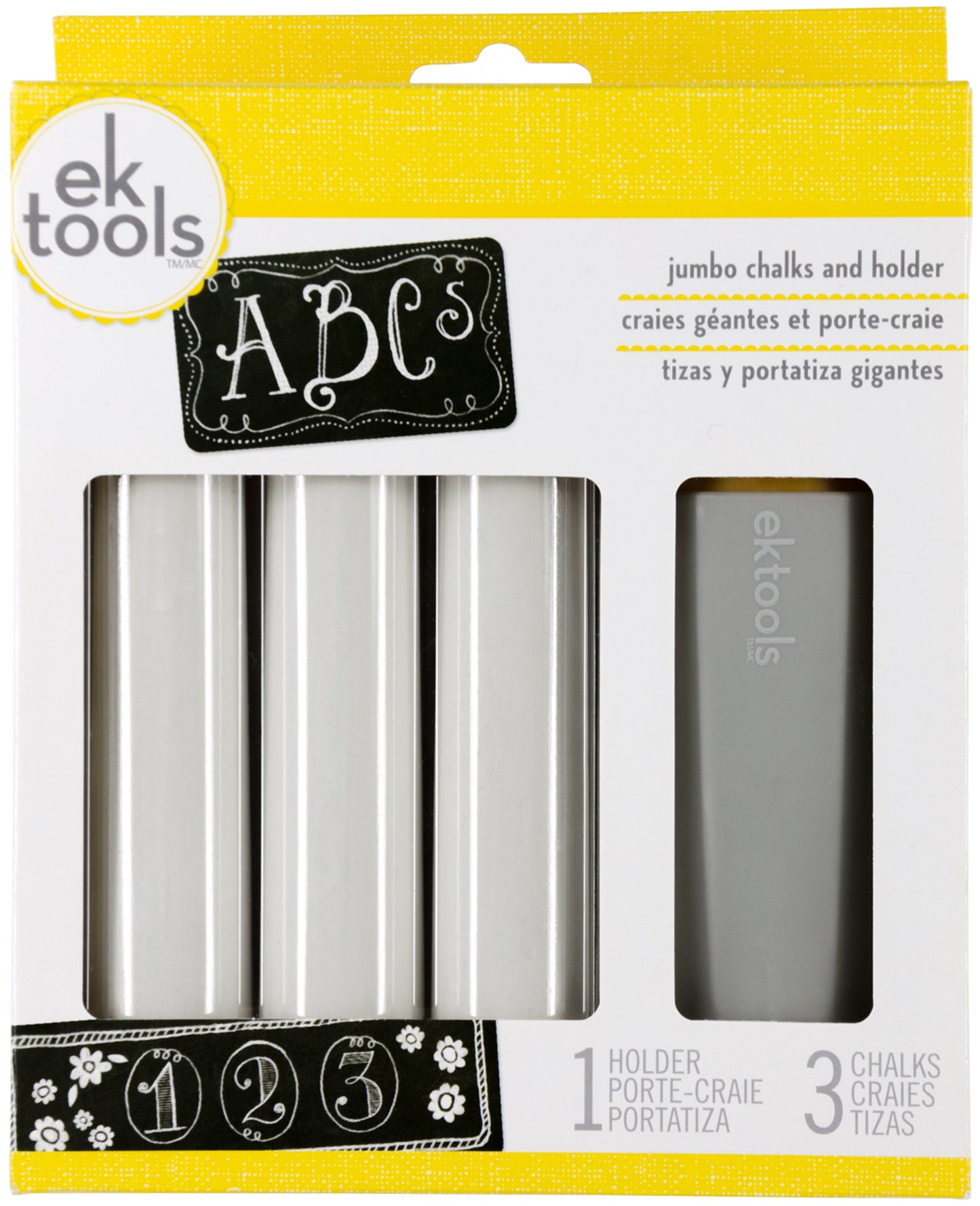 EK Tools Jumbo Chalks And Holder 4/Pkg-White