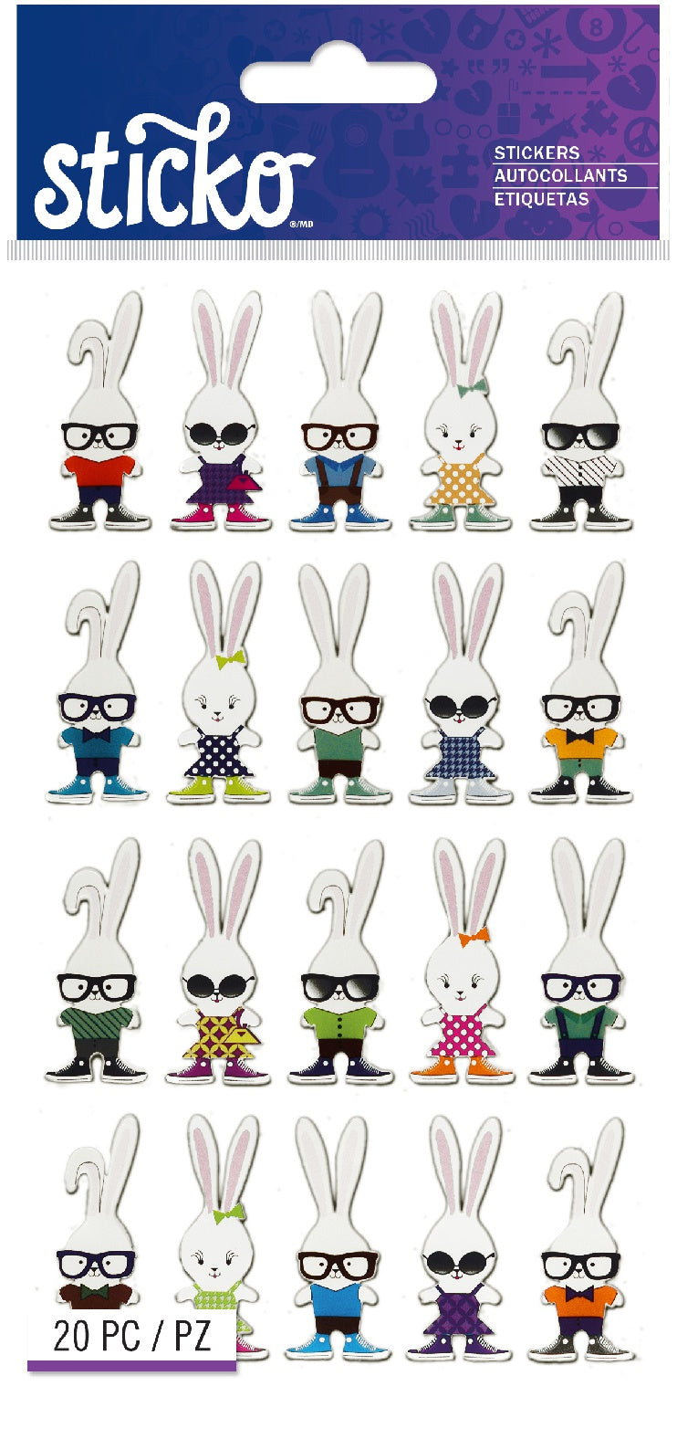 Sticko Stickers-Hipster Bunnies