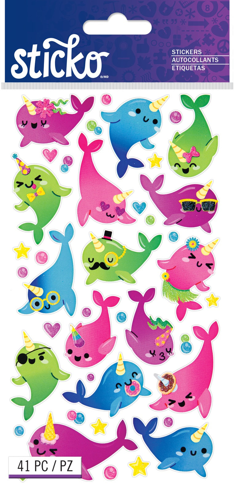 Sticko Stickers-Funny Narwhals