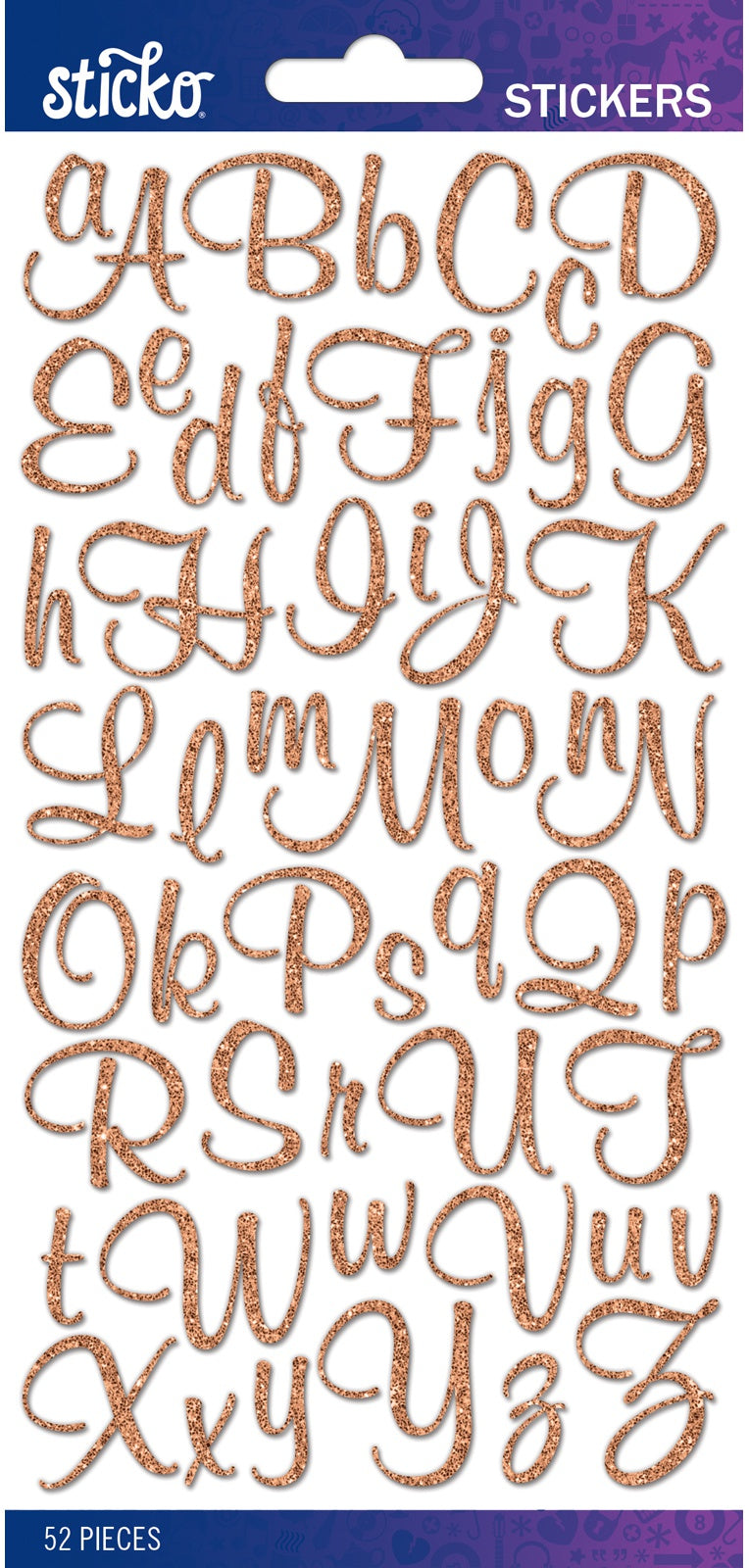 Sticko Tiny Alphabet Stickers-Copper Glitter Script