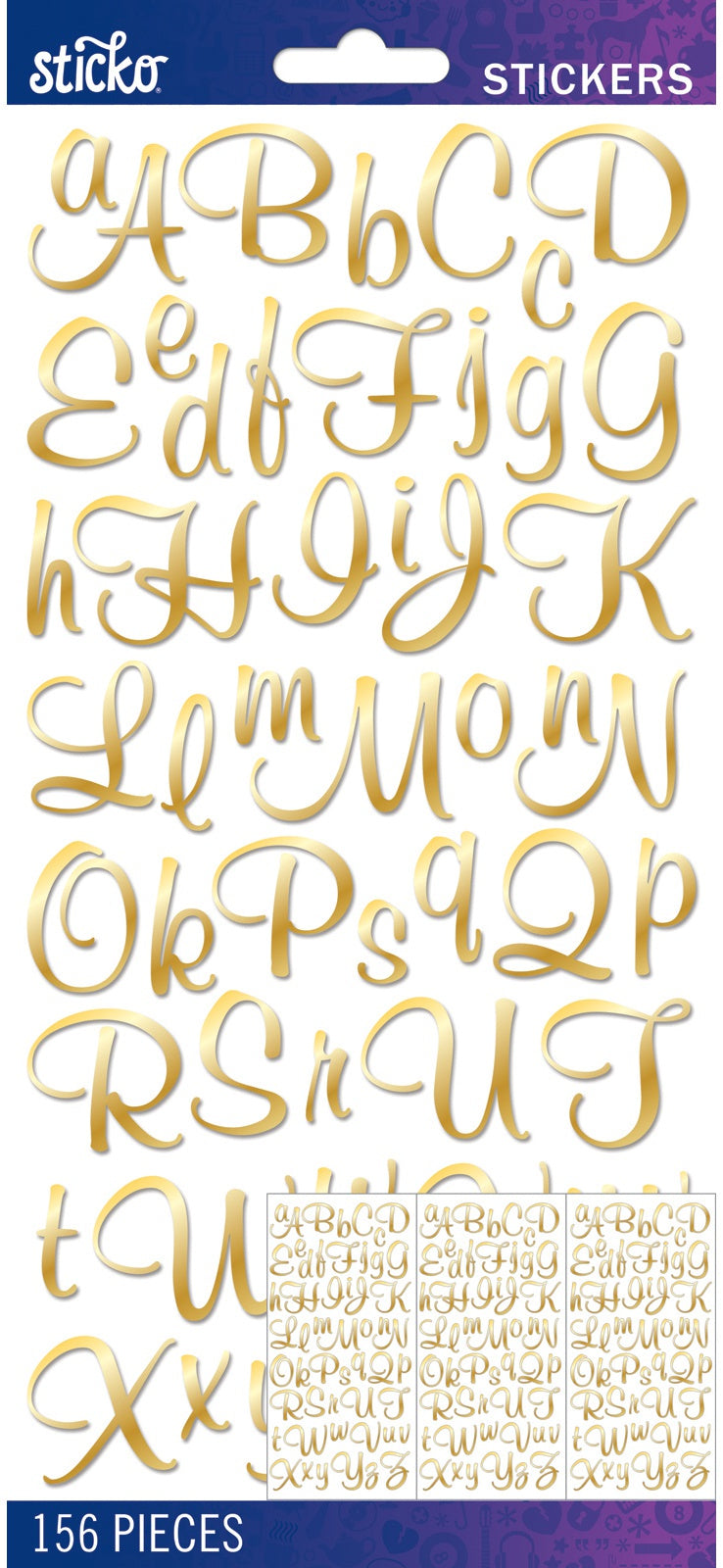 Sticko Alphabet Stickers-Alpha Medium Stickers - Gold Foil Script