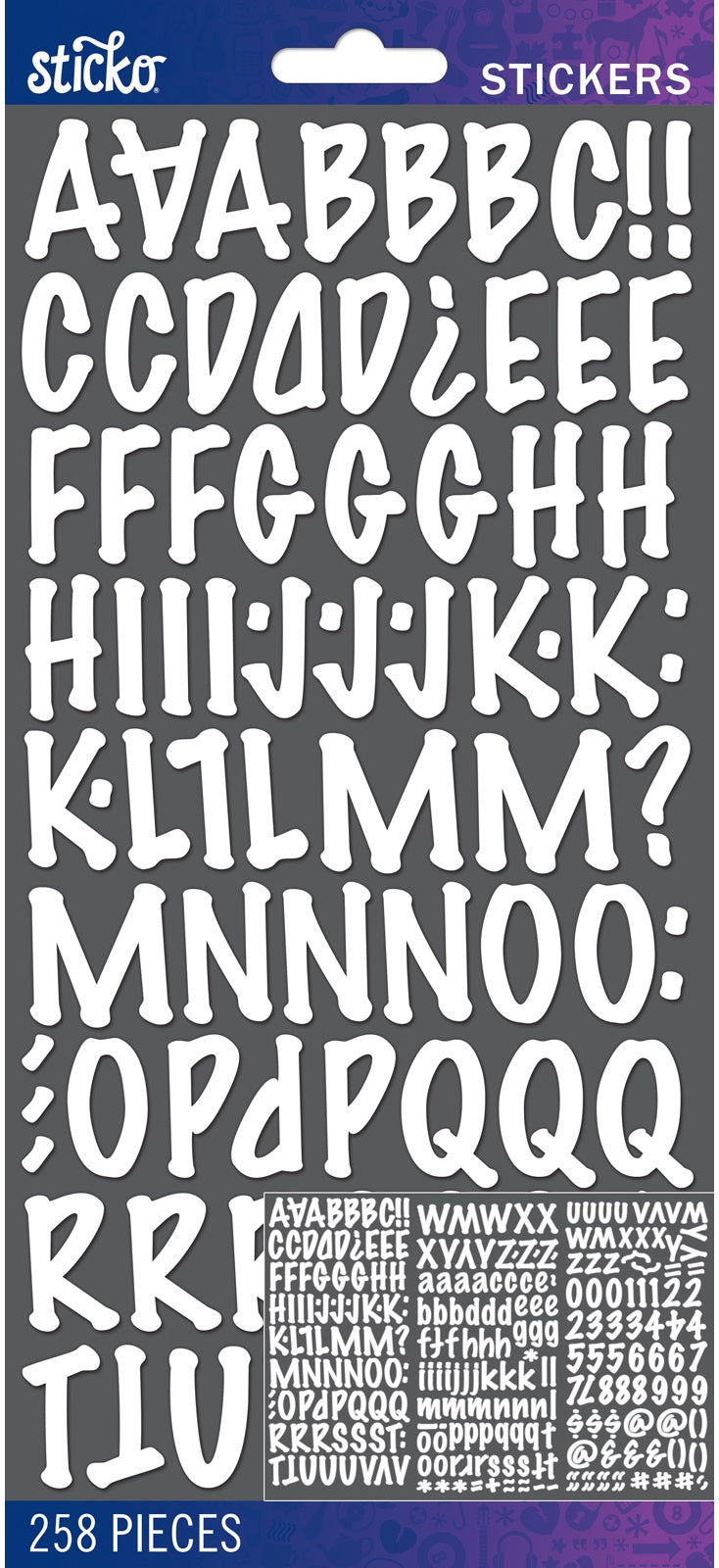 Sticko Alphabet Stickers-Alpha Medium Stickers -White Marker