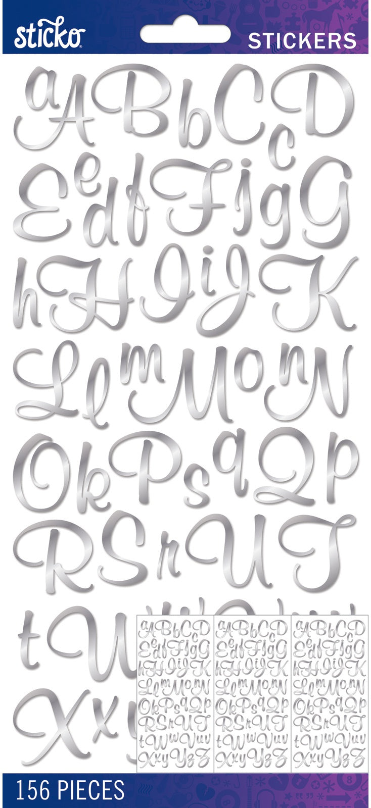 Sticko Alphabet Stickers - Script Medium, Silver Foil, 156pcs ...