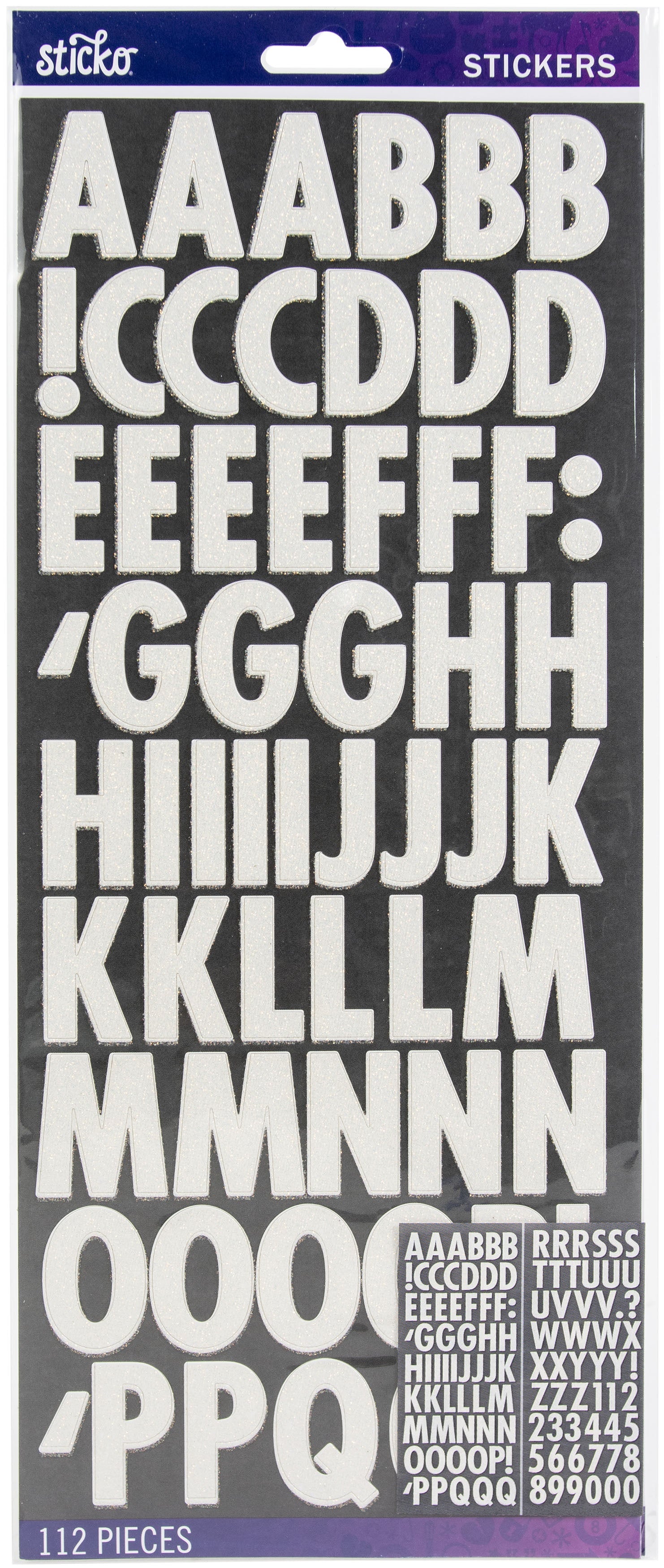 Sticko Alphabet Stickers-White Futura Glitter – American Crafts