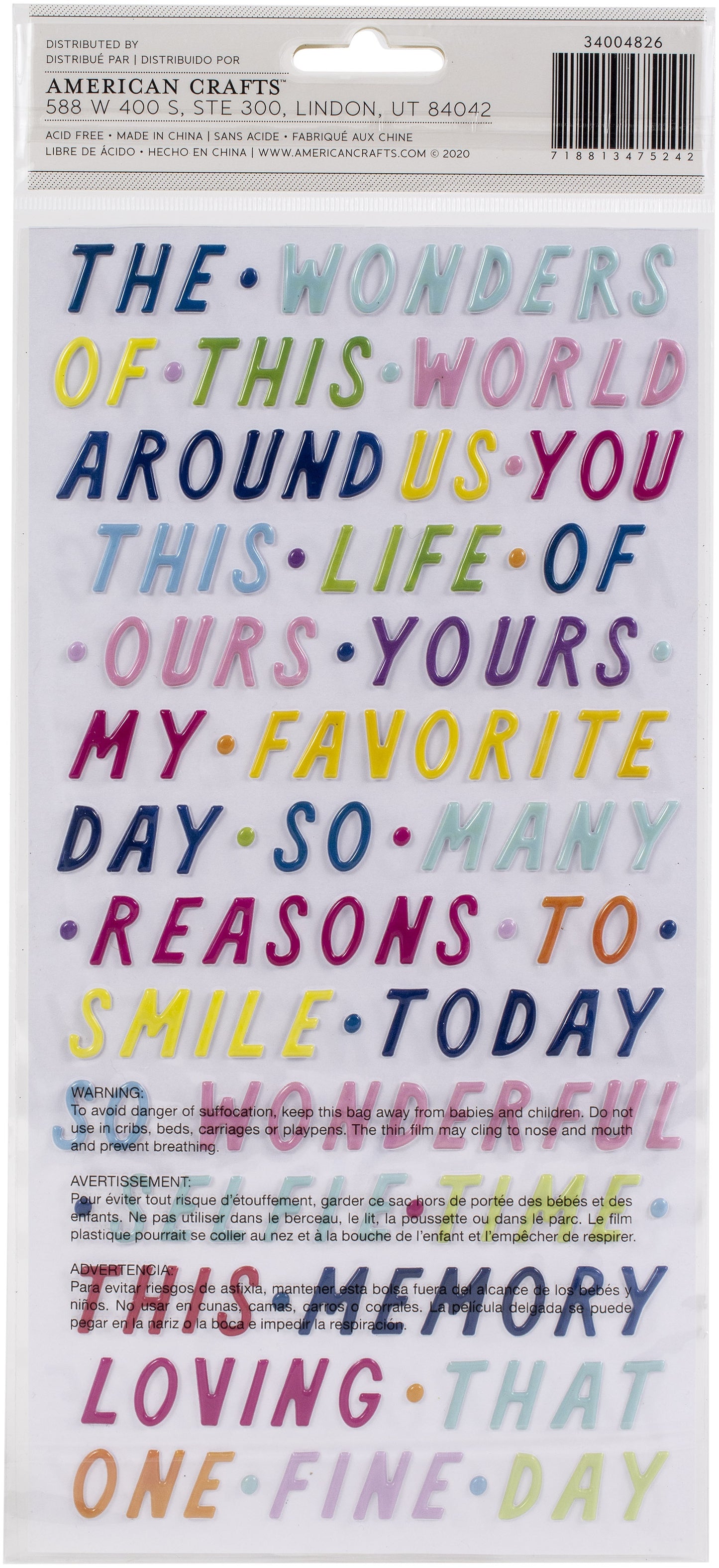 Paige Evans Wonders Thickers Stickers 329/Pkg-Happy Day Phrases