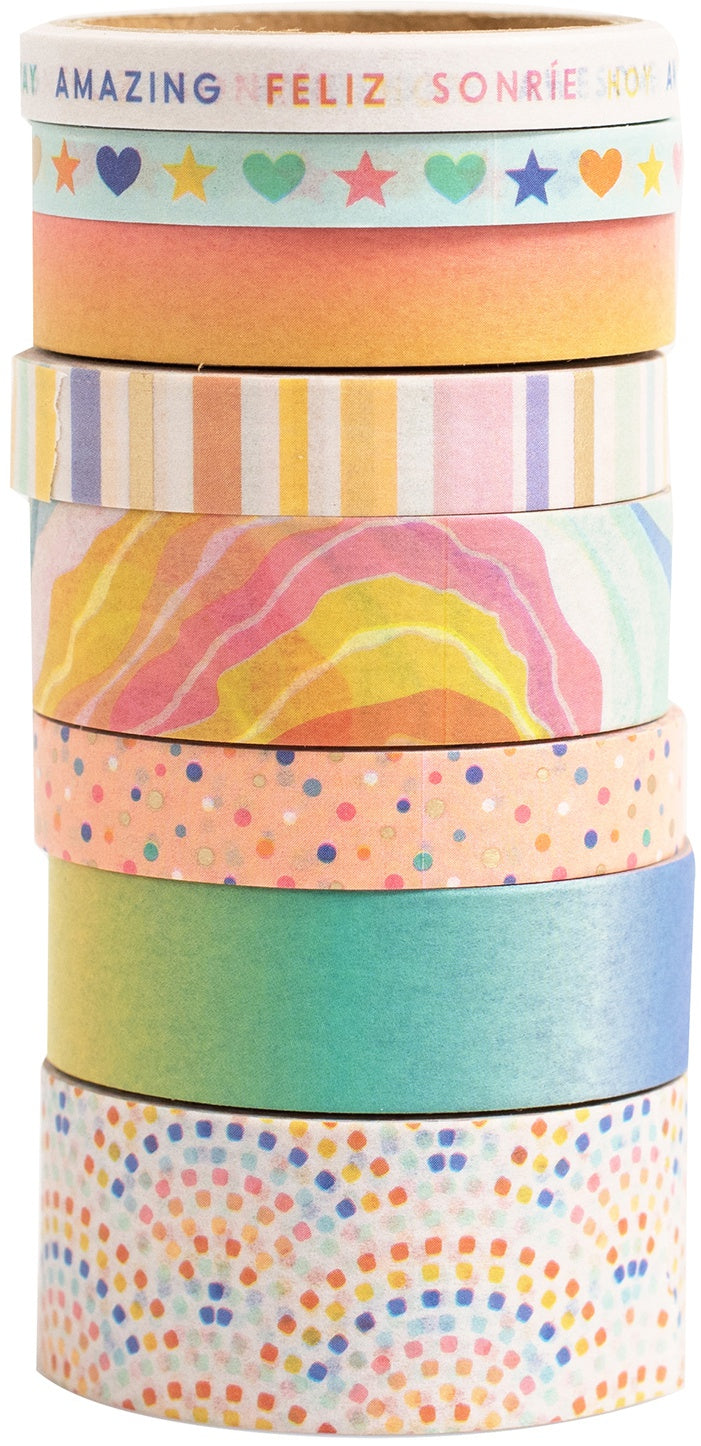 Obed Marshall Buenos Dias Washi Tape 8/Pkg-W/Matte Gold Foil Accents