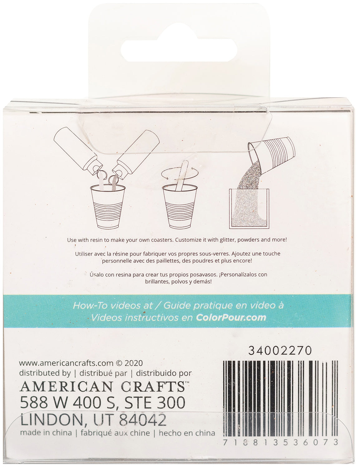 American Crafts Color Pour Resin Coasters 3/Pkg-Wood