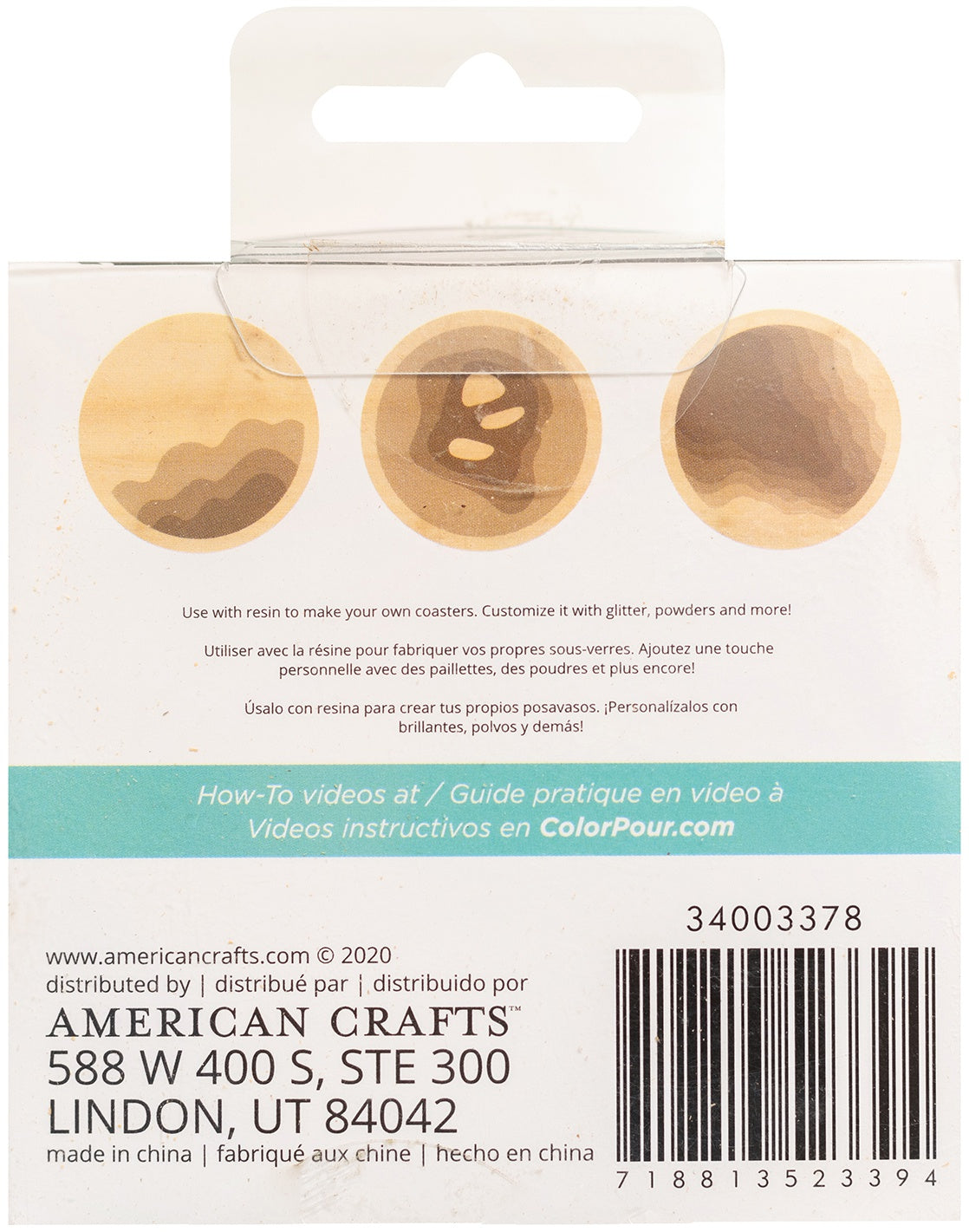 American Crafts Color Pour Resin Coasters 3/Pkg-Layered River