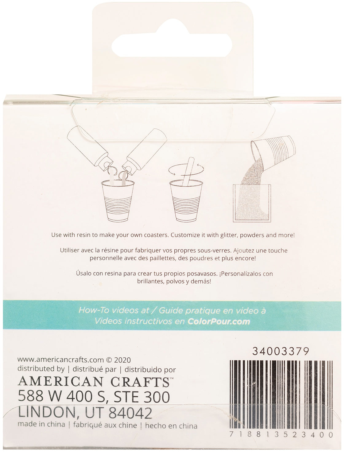 American Crafts Color Pour Resin Coasters 3/Pkg-Tray