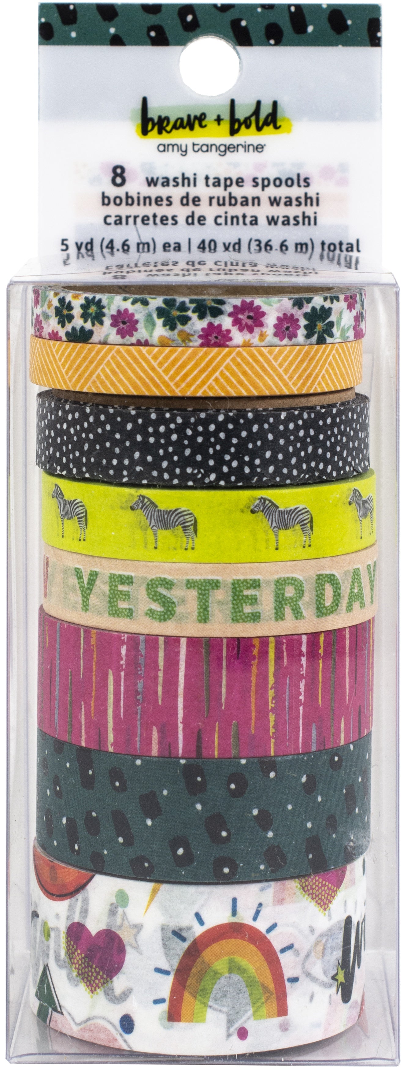 Amy Tan Brave & Bold Washi Tape 8/Pkg