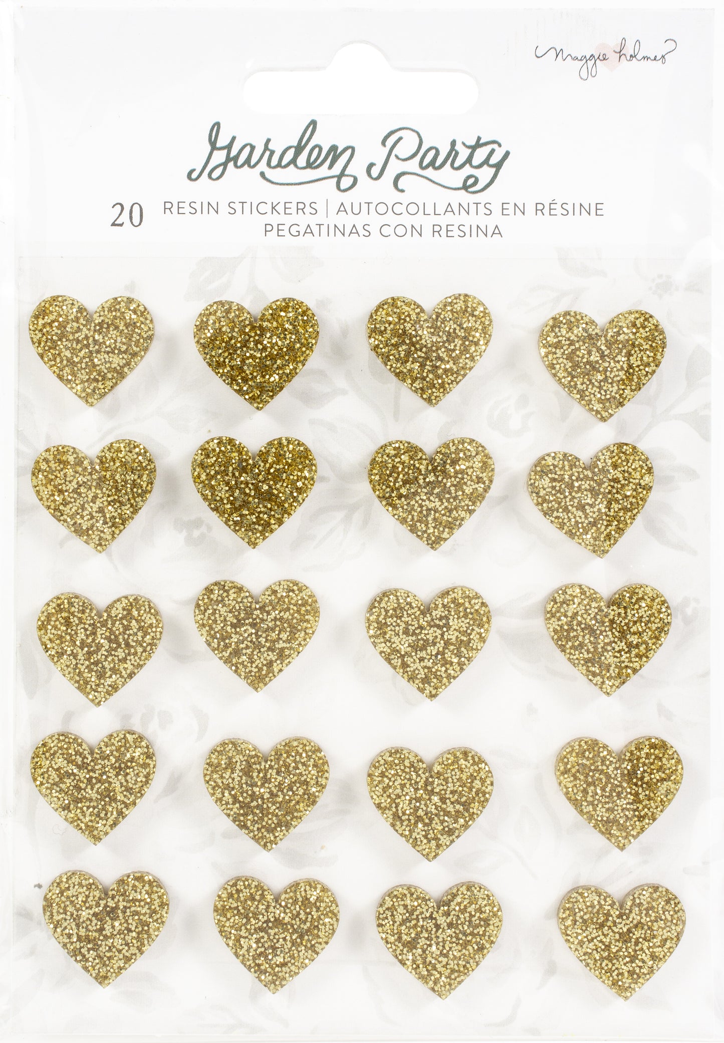Maggie Holmes Garden Party Resin Stickers 20/Pkg-Gold Glitter