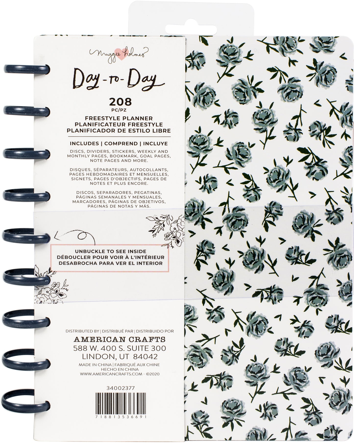 Maggie Holmes Day-To-Day Undated Freestyle Planner 7.5"X9.5"-Blue Floral
