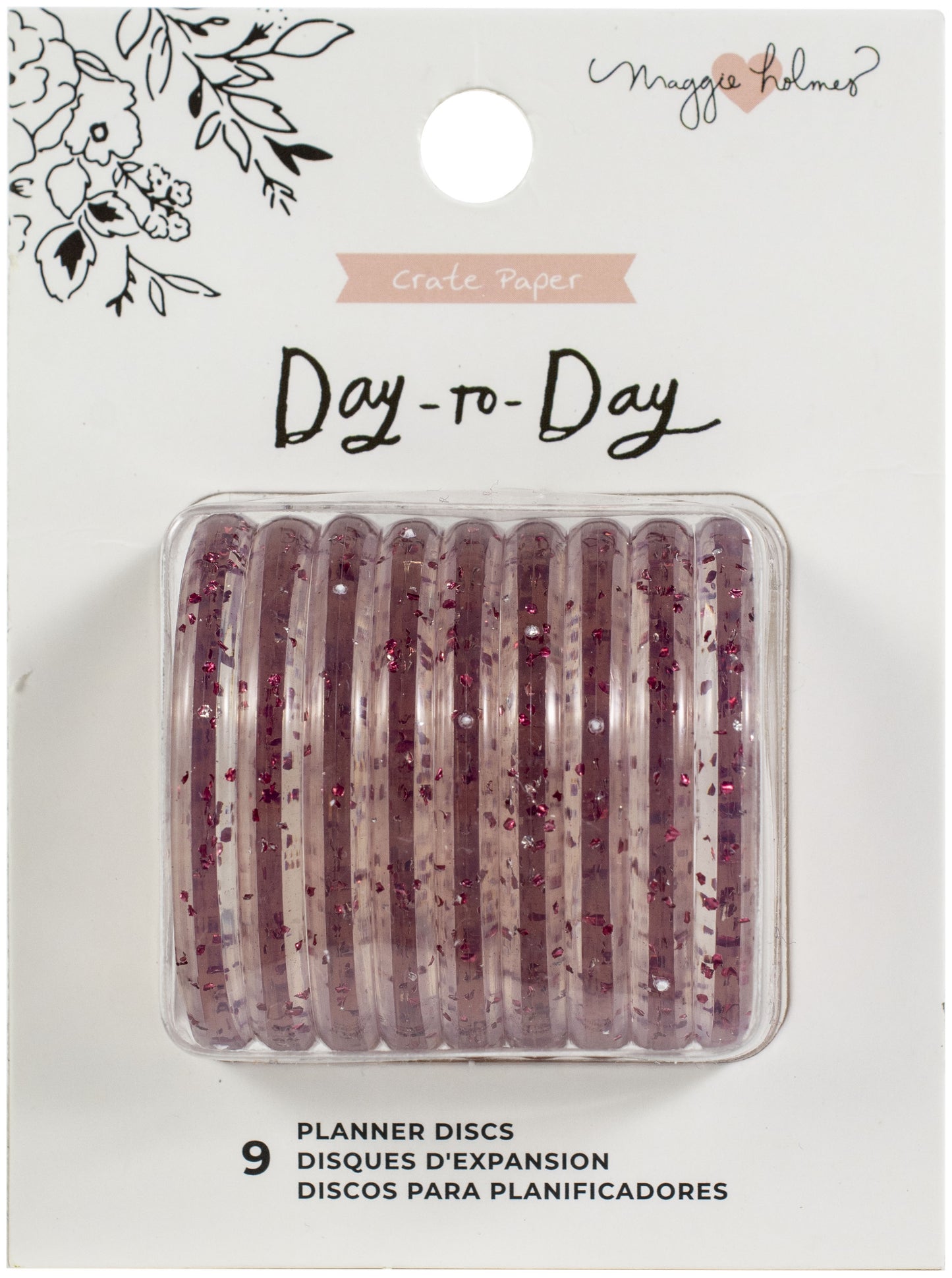 Maggie Holmes Day-To-Day Planner Discs 1.75" 9/Pkg-Pink Glitter