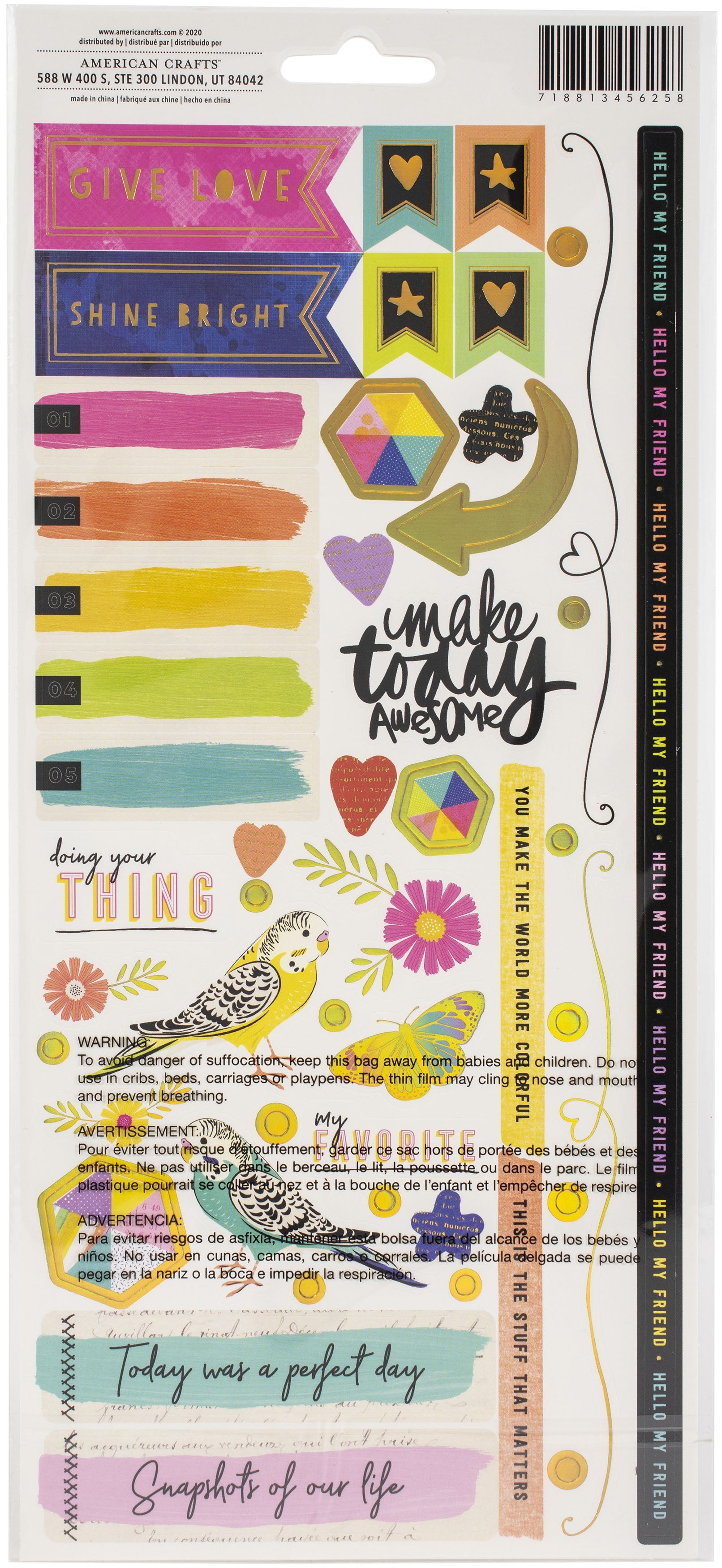 Vicki Boutin Color Study Cardstock Stickers 6"X12" 103/Pkg-Icon & Phrase W/Foil Accents