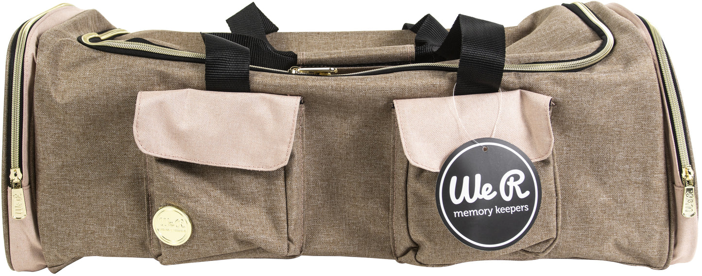 We R Memory Keepers Crafter's Machine Tote-Taupe & Pink