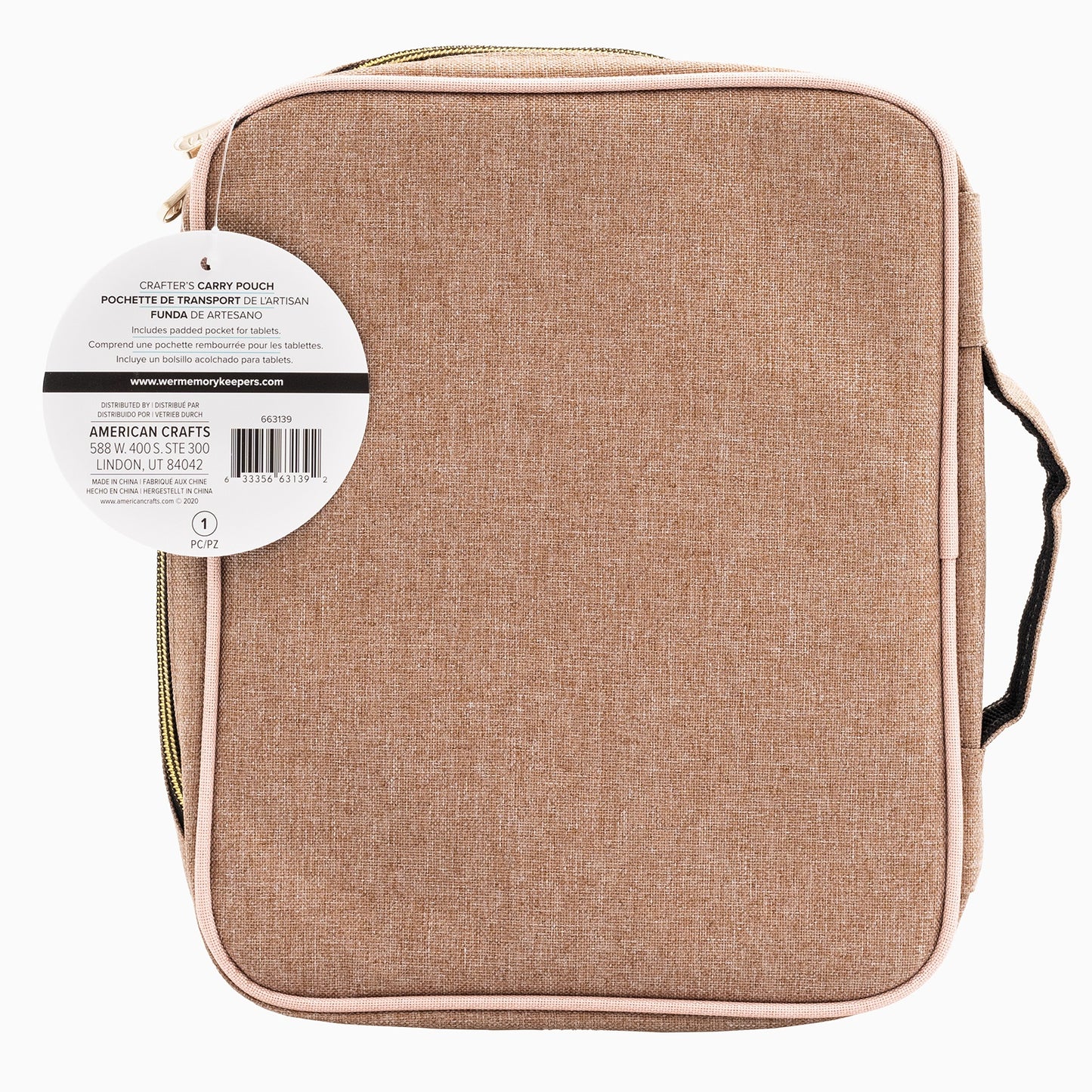 We R Memory Keepers Crafter's Carry Pouch-Taupe & Pink